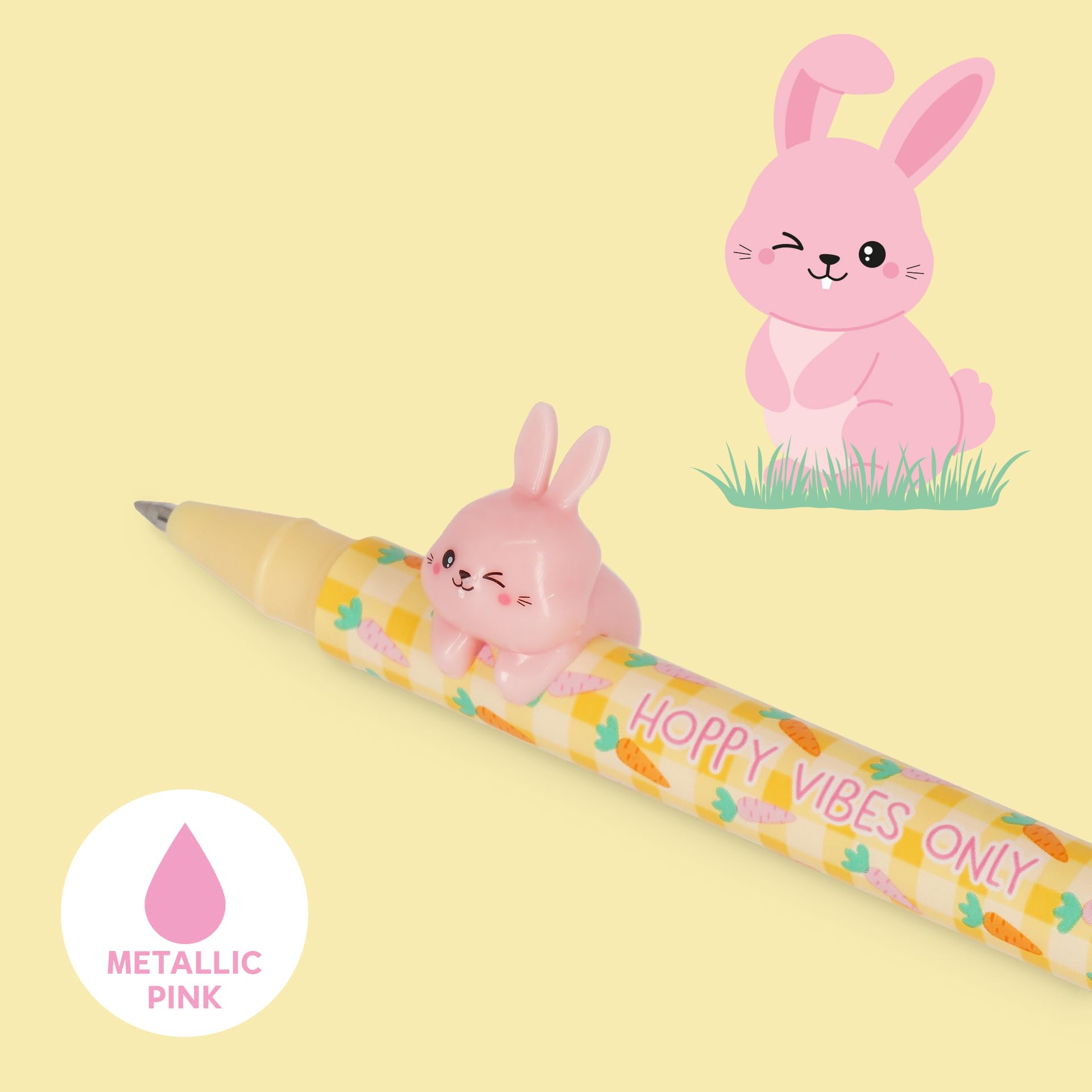 Lot de 2 Stylos Gel Lovely Friends Hoppy Easter Legami - Encre Rose et Violette – Image 4