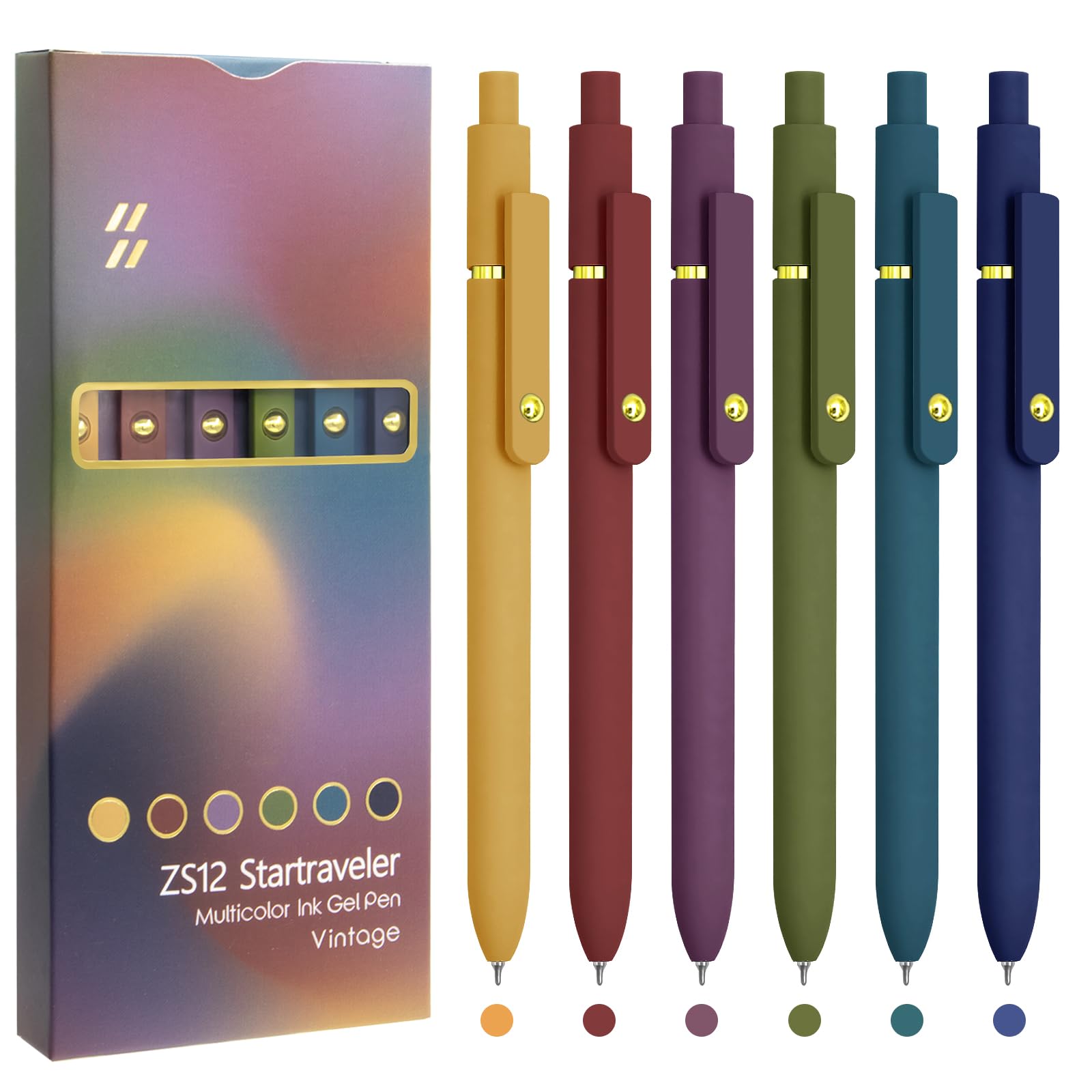 Lot de 6 Stylos Gel Pointe Fine UIXJODO – Écriture Lisse 0,5 mm