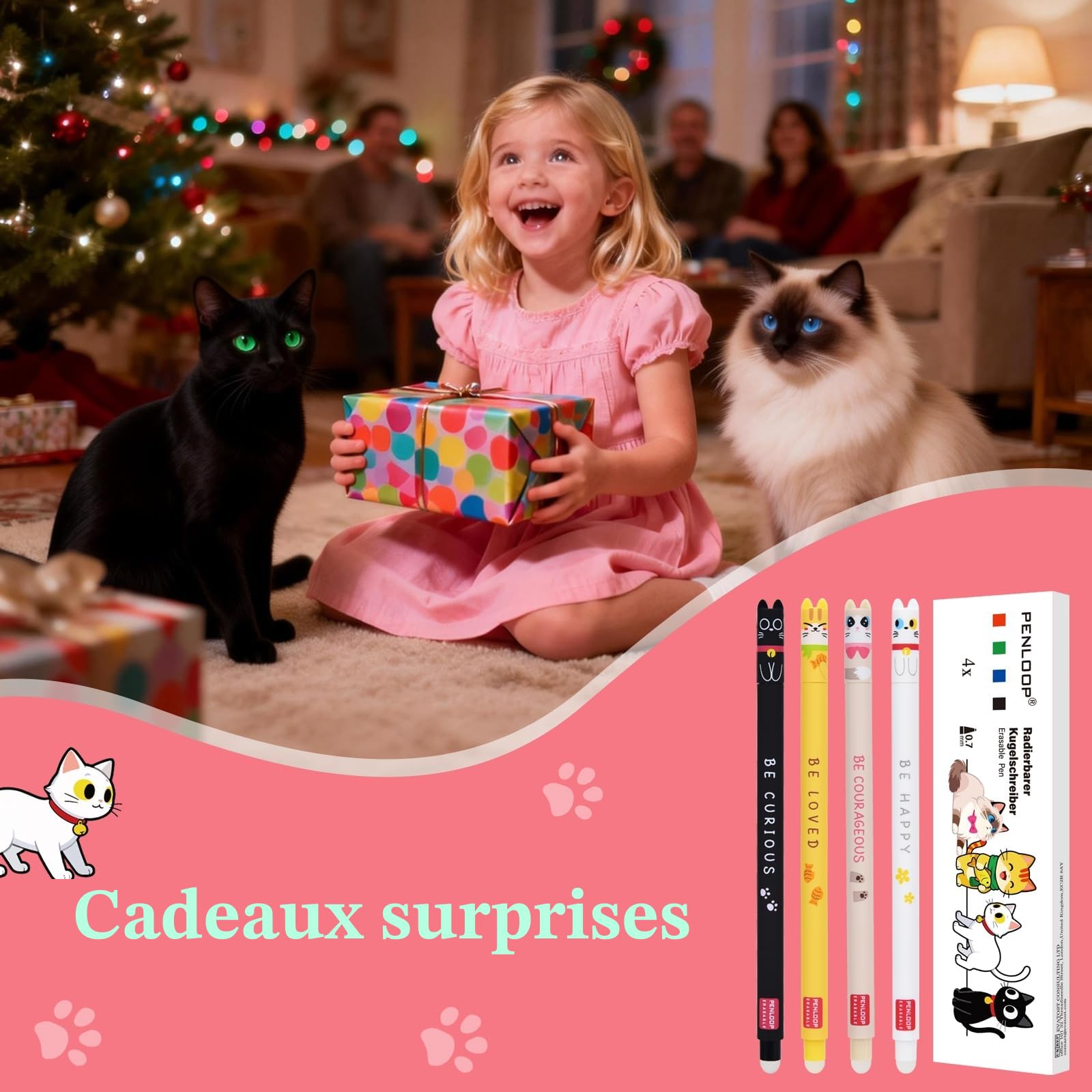 Lot de 4 Stylos Effaçables Pointe 0,7 mm pour Enfants – Image 4