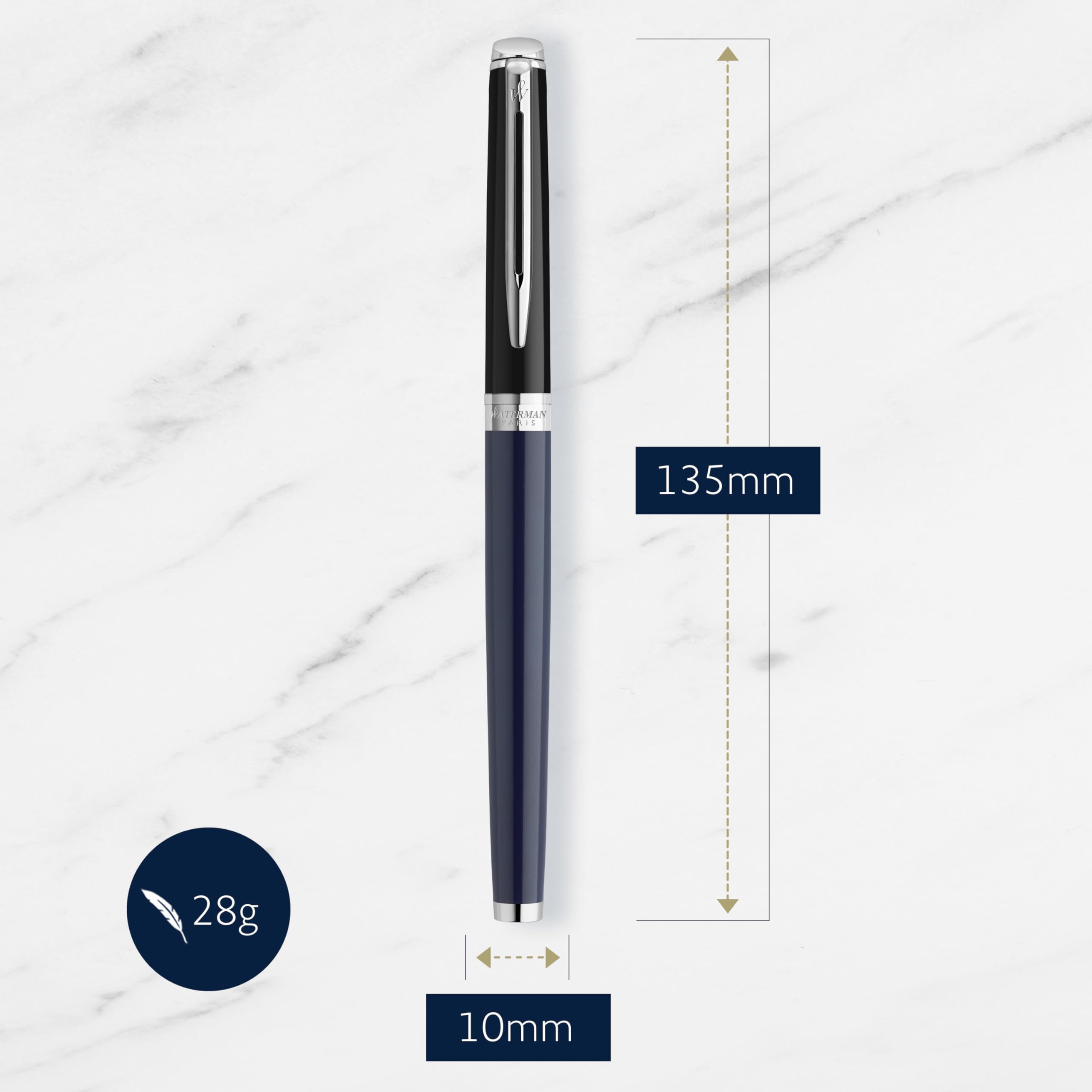 Stylo Plume Hémisphère Waterman - Laque Noire et Bleue, Coffret Cadeau – Image 3