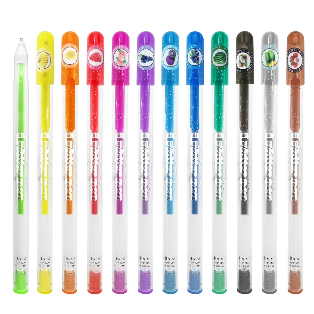 Stylo Gel Parfumé YOUKAI - Lot de 12 Stylos Scintillants