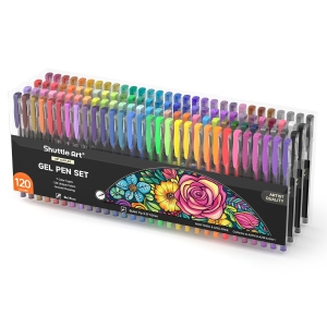 Lot de 120 Stylos Gel Couleurs Uniques Shuttle Art – Pailleté, Fluo, Métallique, Pastel, Néon