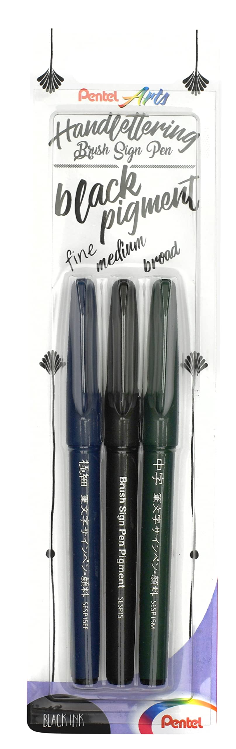 Stylo Calligraphie Pointe Pinceau Flexible Pentel - 3 Épaisseurs de Trait