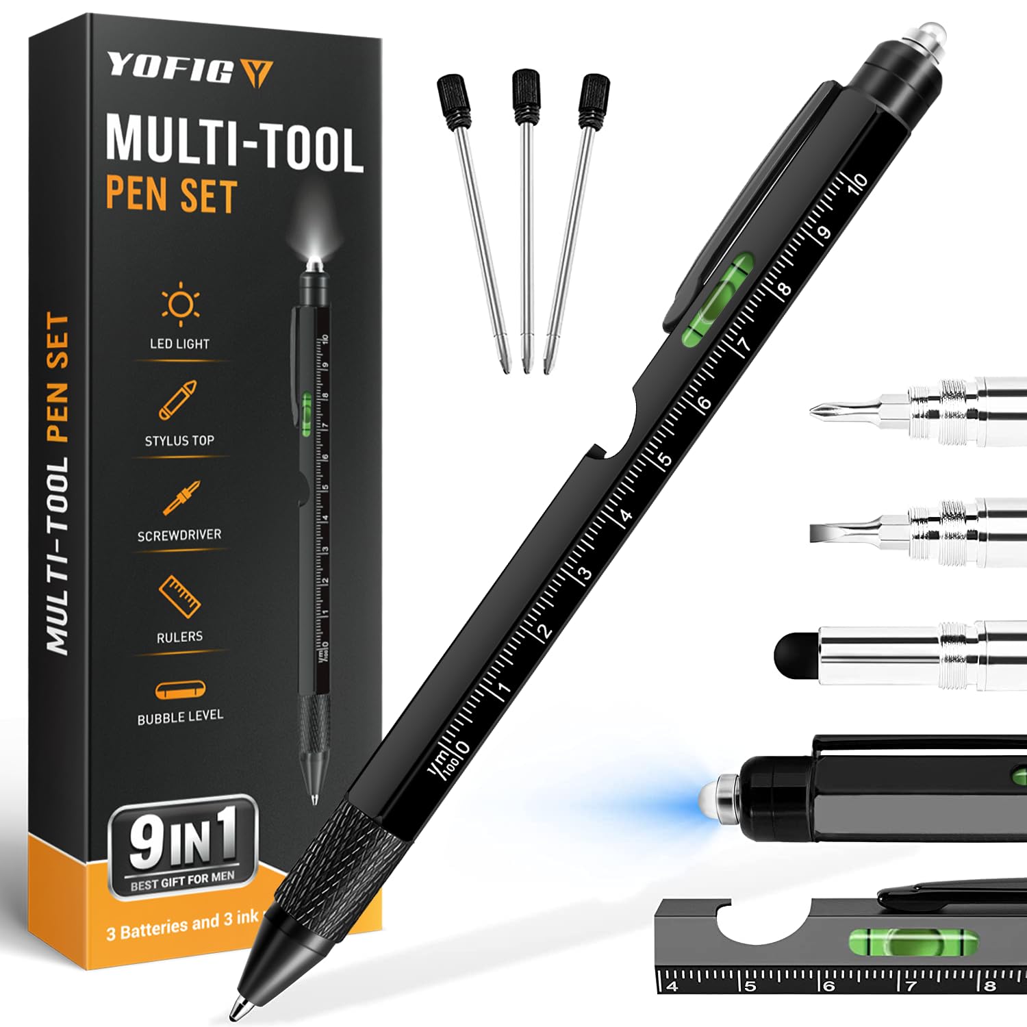 Stylo Multifonction 9 en 1 YOFIG - Cadeau Homme Saint-Valentin
