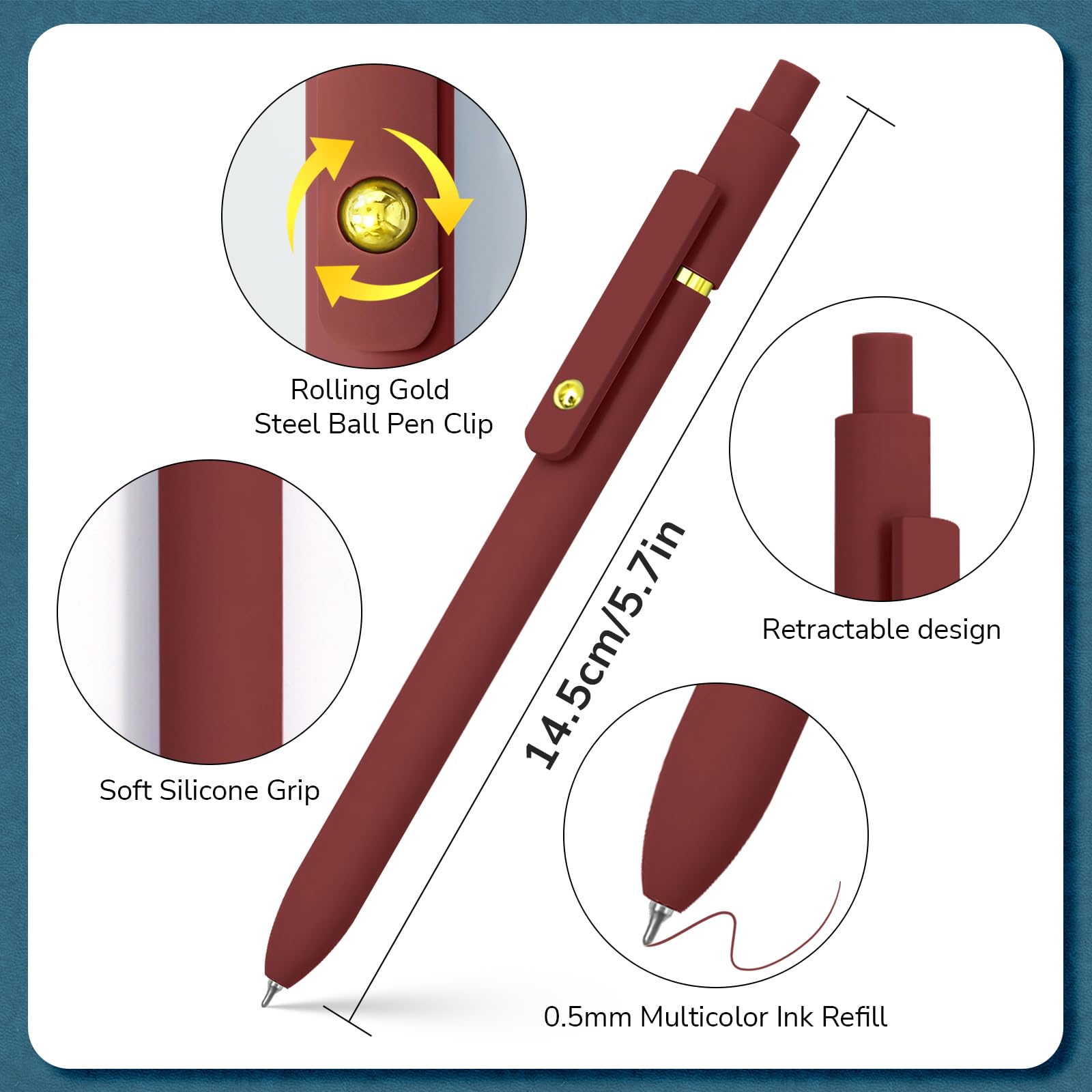 Lot de 6 Stylos Gel Pointe Fine UIXJODO - Écriture Lisse 0,5 mm – Image 3