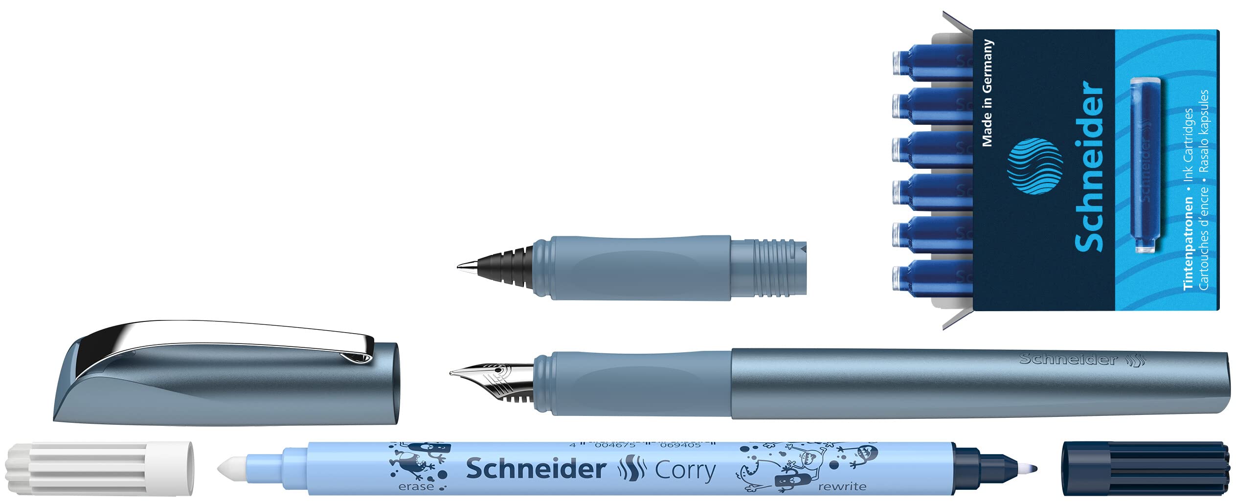 Kit d'Écriture Schneider Ceod Shiny avec Stylo Plume et Roller - Bleu Pacifique – Image 2