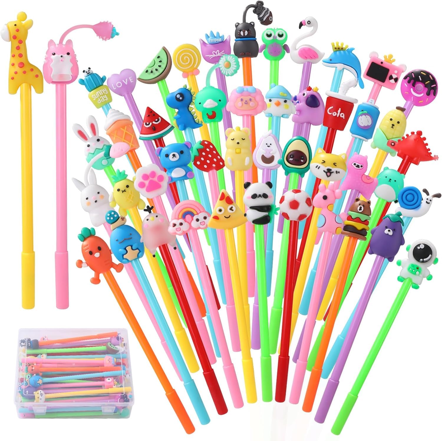 30 Stylos Gel Kawaii Moxiewell avec Motifs Cartoon - Cadeau Anniversaire Enfants