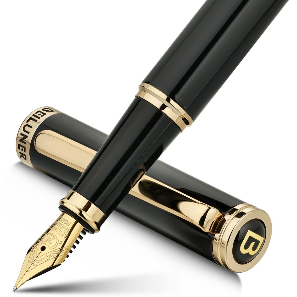 Stylo Plume de Luxe BEILUNER Finition Piano Laqué et Or 24K