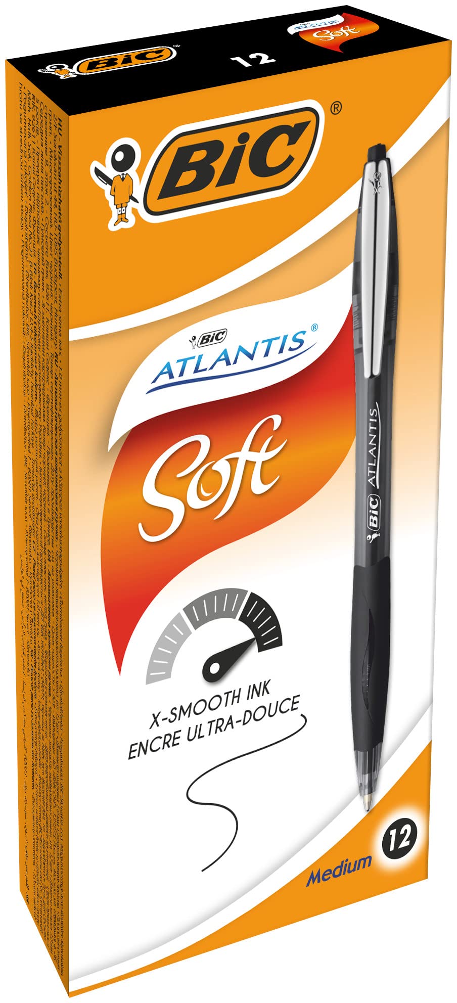 Stylo Bille Atlantis Soft BIC - Pointe Moyenne 1,0 mm Noir - Boîte de 12 – Image 4