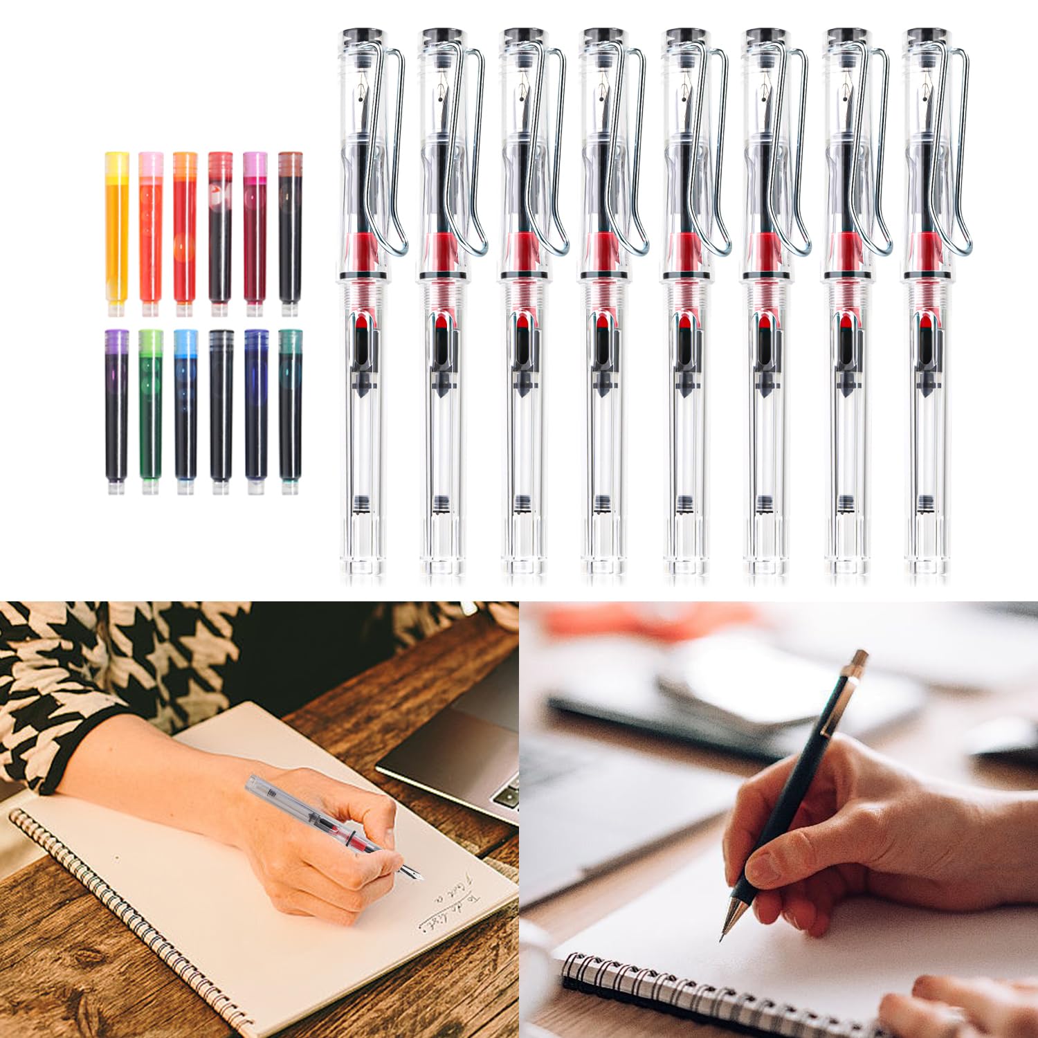 Lot de 8 Stylos Plume Calligraphie Demarsen avec 72 Cartouches 12 Couleurs – Image 7