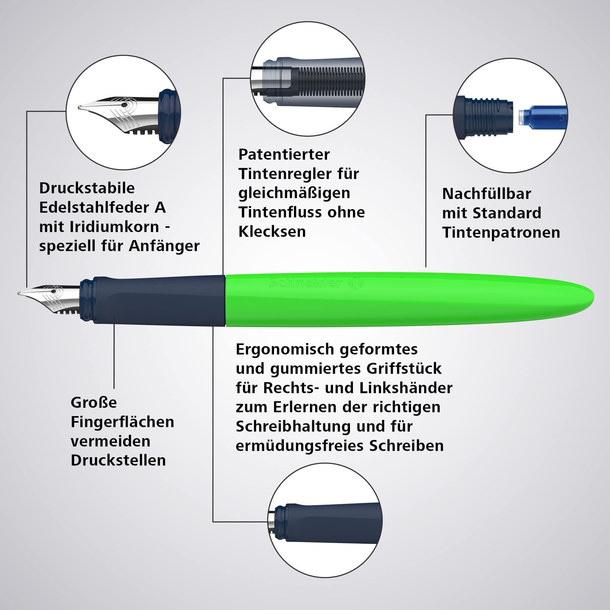 Stylo Plume Débutant Schneider Wavy Vert - Ambidextre – Image 4