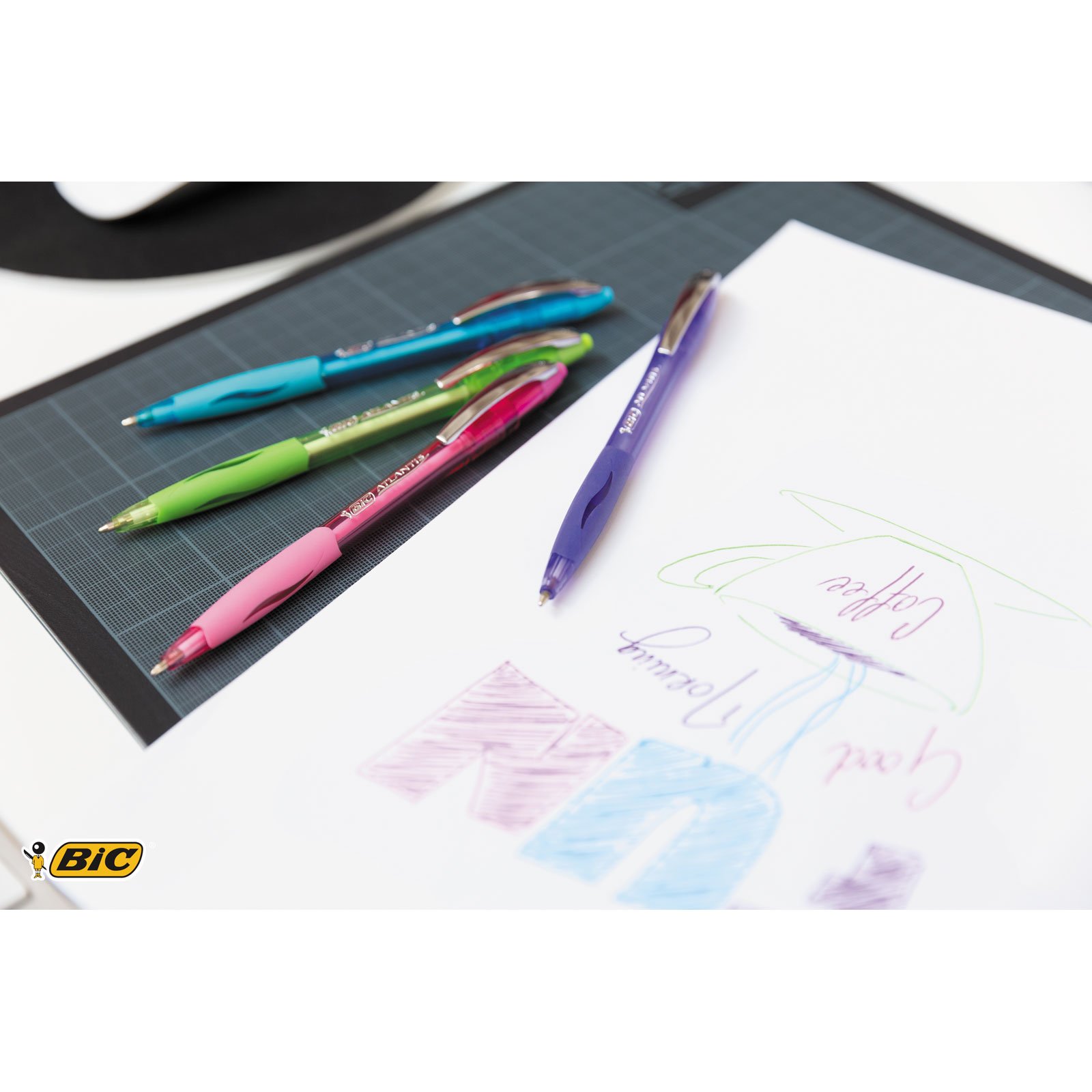 Stylo Bille Atlantis Soft BIC - Pointe Moyenne 1,0 mm Noir - Boîte de 12 – Image 2