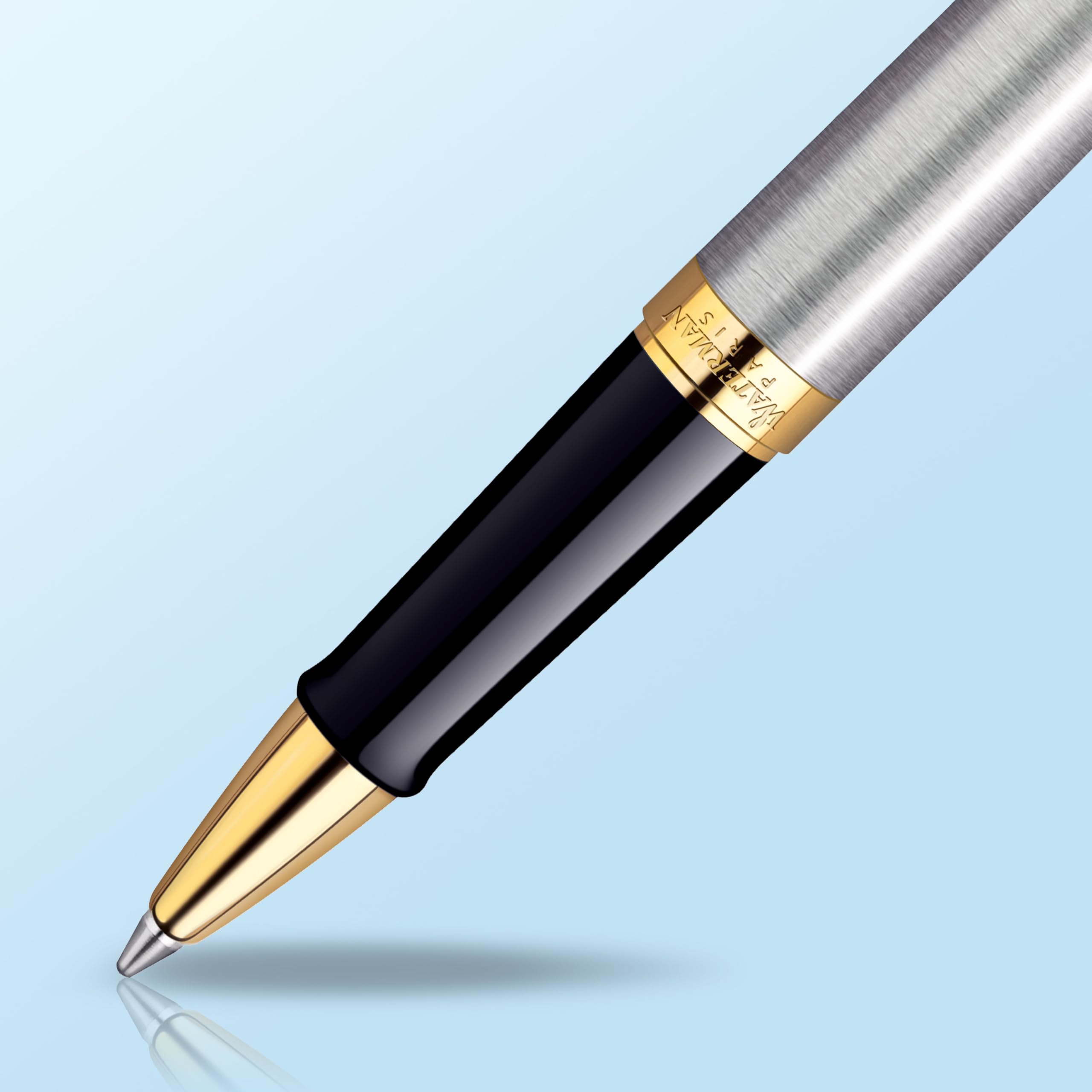 Stylo Roller Waterman Hémisphère Acier Inoxydable Or Fin 23K - Coffret Cadeau – Image 4