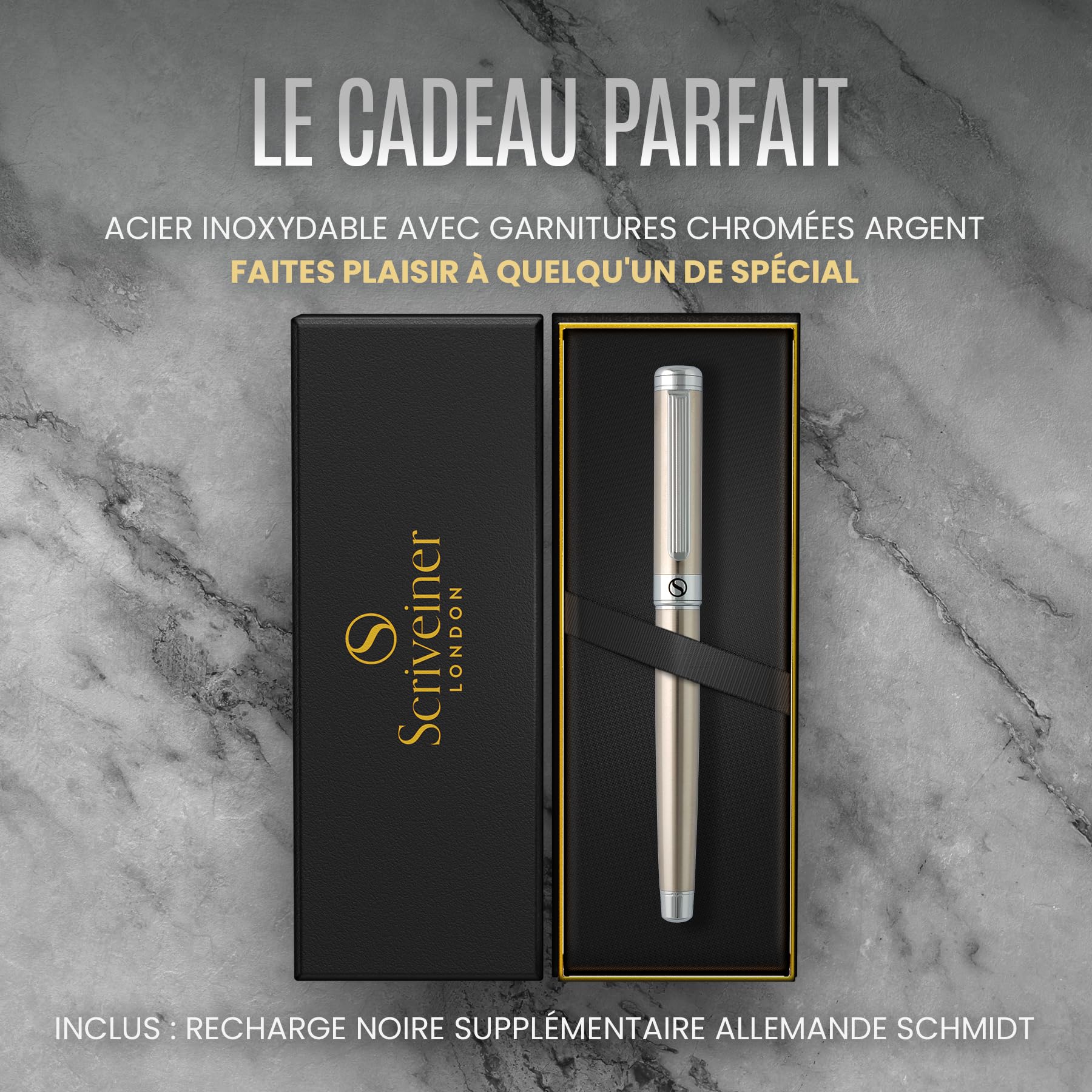 Stylo Roller Acier Inoxydable Scriveiner - Coffret Cadeau – Image 3
