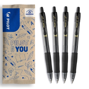 Stylo Roller Gel Pilot G2 Plus Lot de 4 Noir Pointe Moyenne