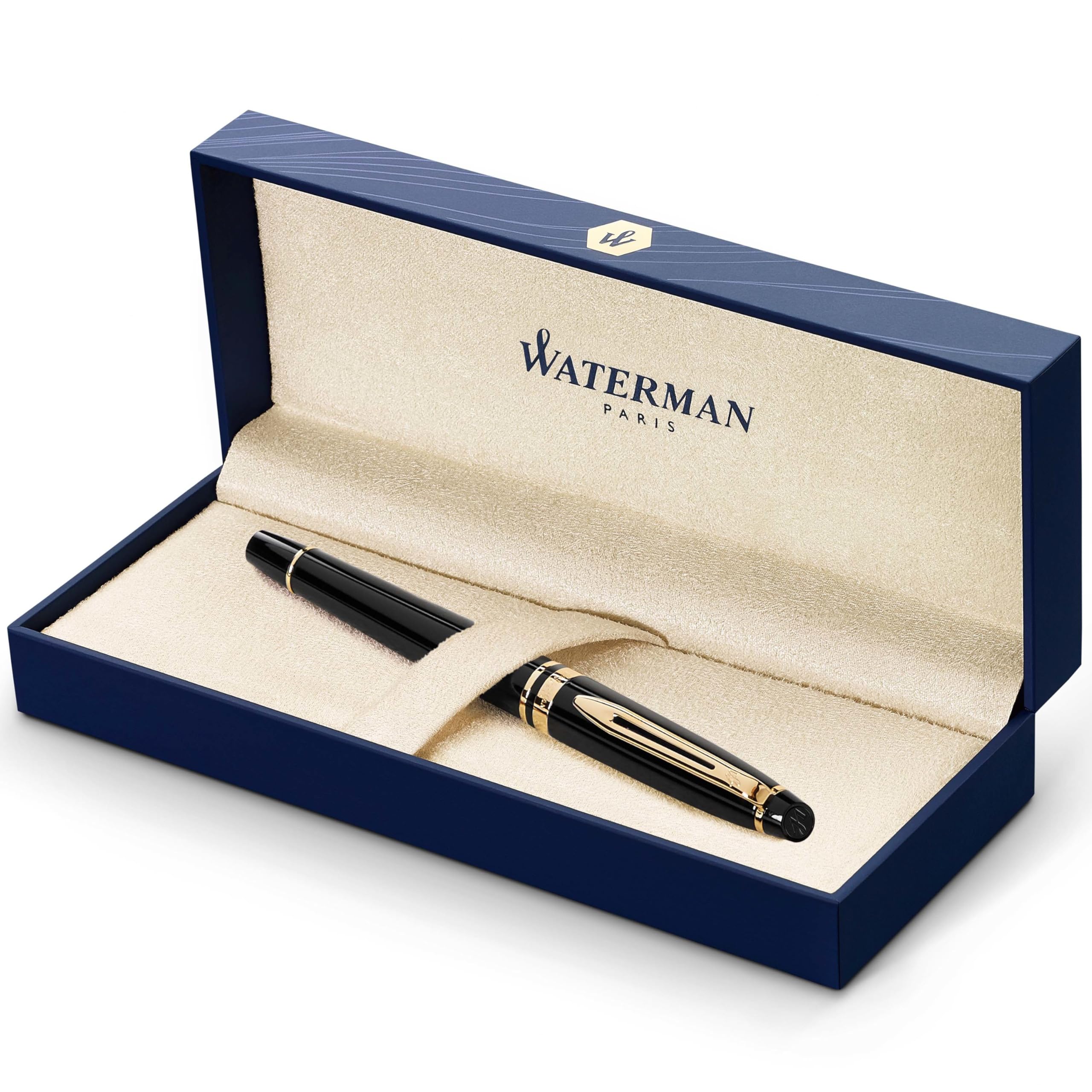 Stylo Plume Expert Waterman Noir Brillant - Coffret Cadeau