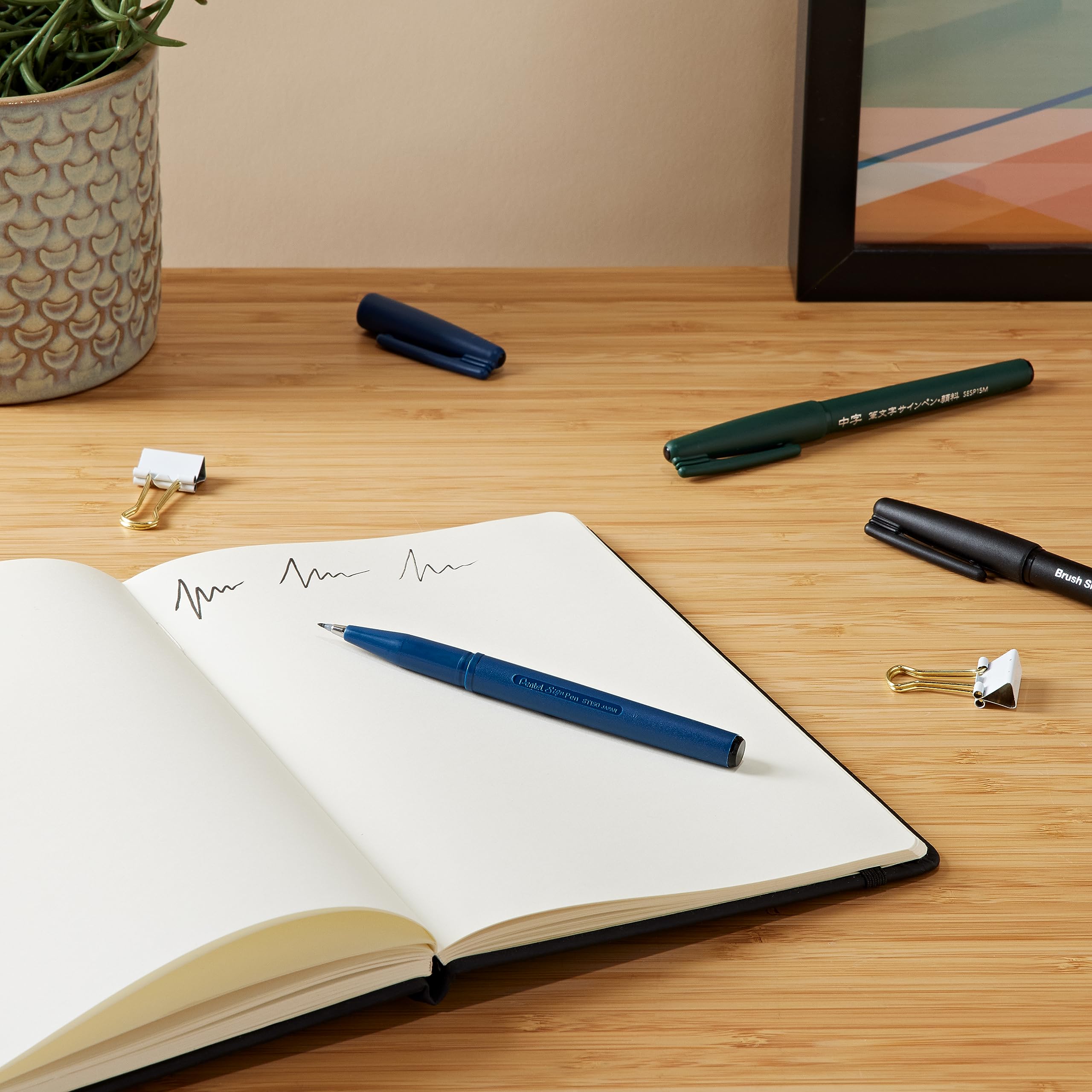 Stylo Calligraphie Pointe Pinceau Flexible Pentel - 3 Épaisseurs de Trait – Image 4