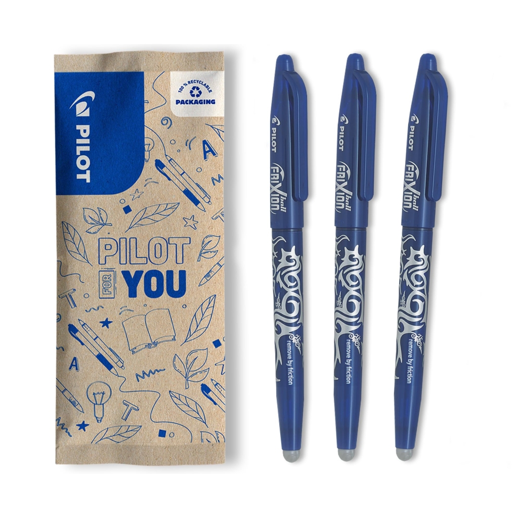 Lot de 3 Stylos Roller Effaçables FriXion Ball 07 Pilot - Bleu