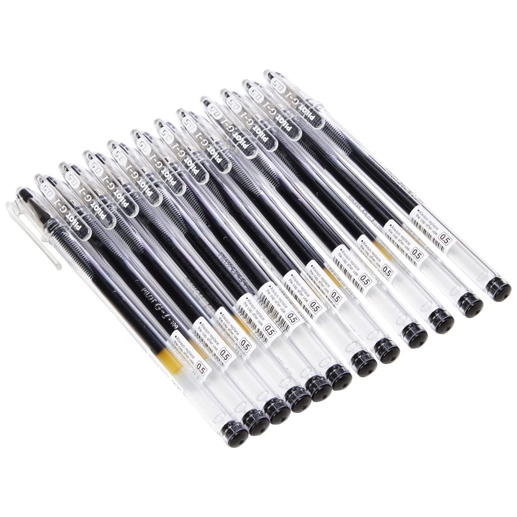 Stylo Gel Pilot G1 05 Pointe Fine Noir - Lot de 12