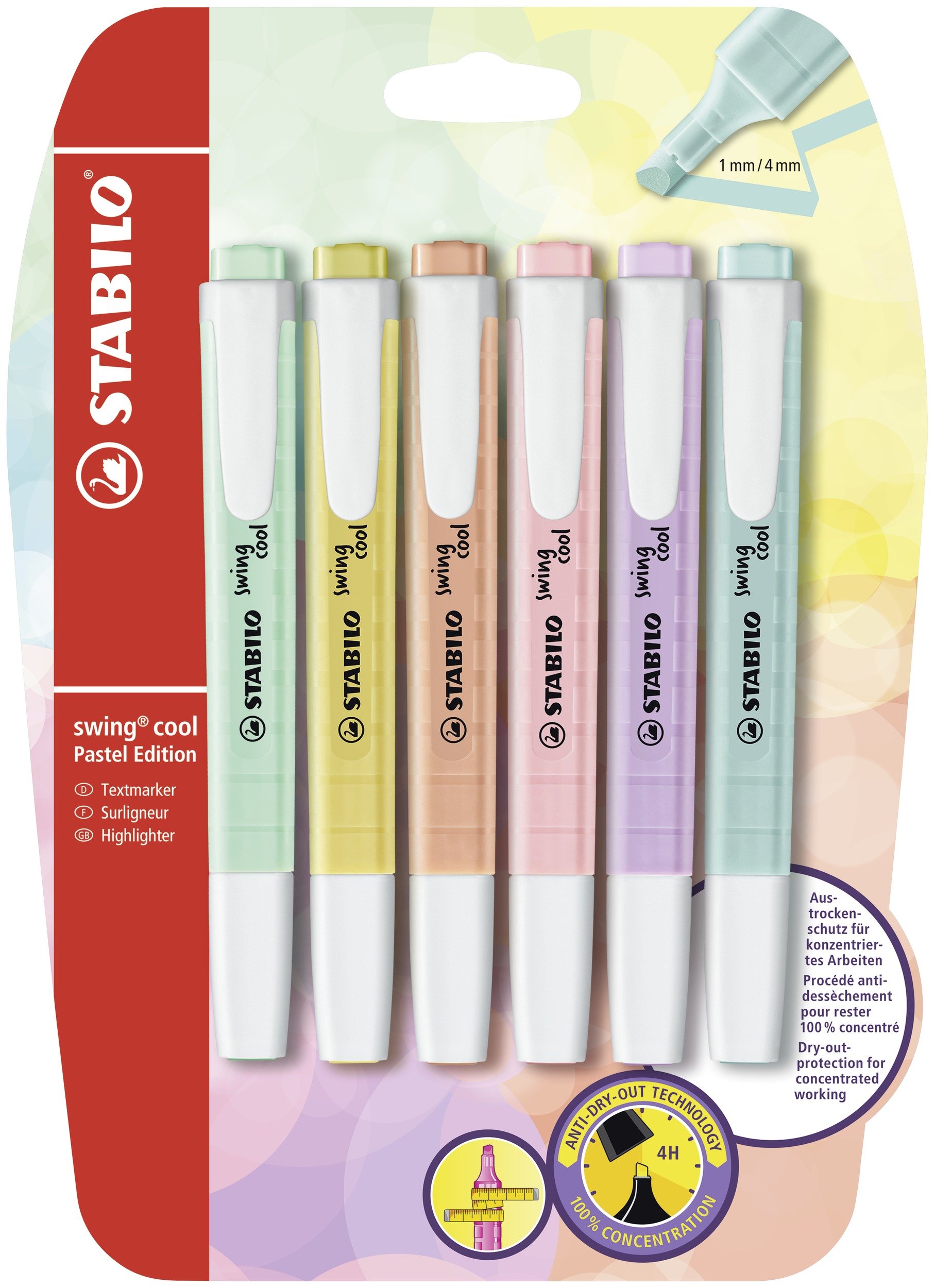 Surligneur Stabilo Swing Cool Pastel - Lot de 6