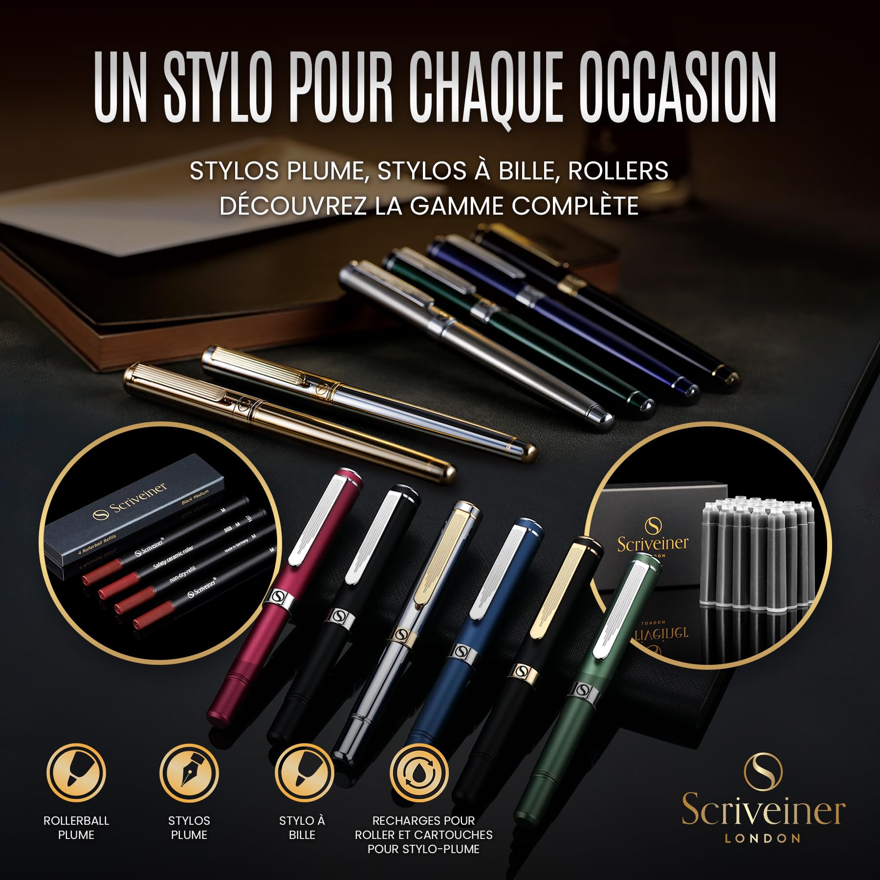 Stylo Roller Acier Inoxydable Scriveiner - Coffret Cadeau – Image 6