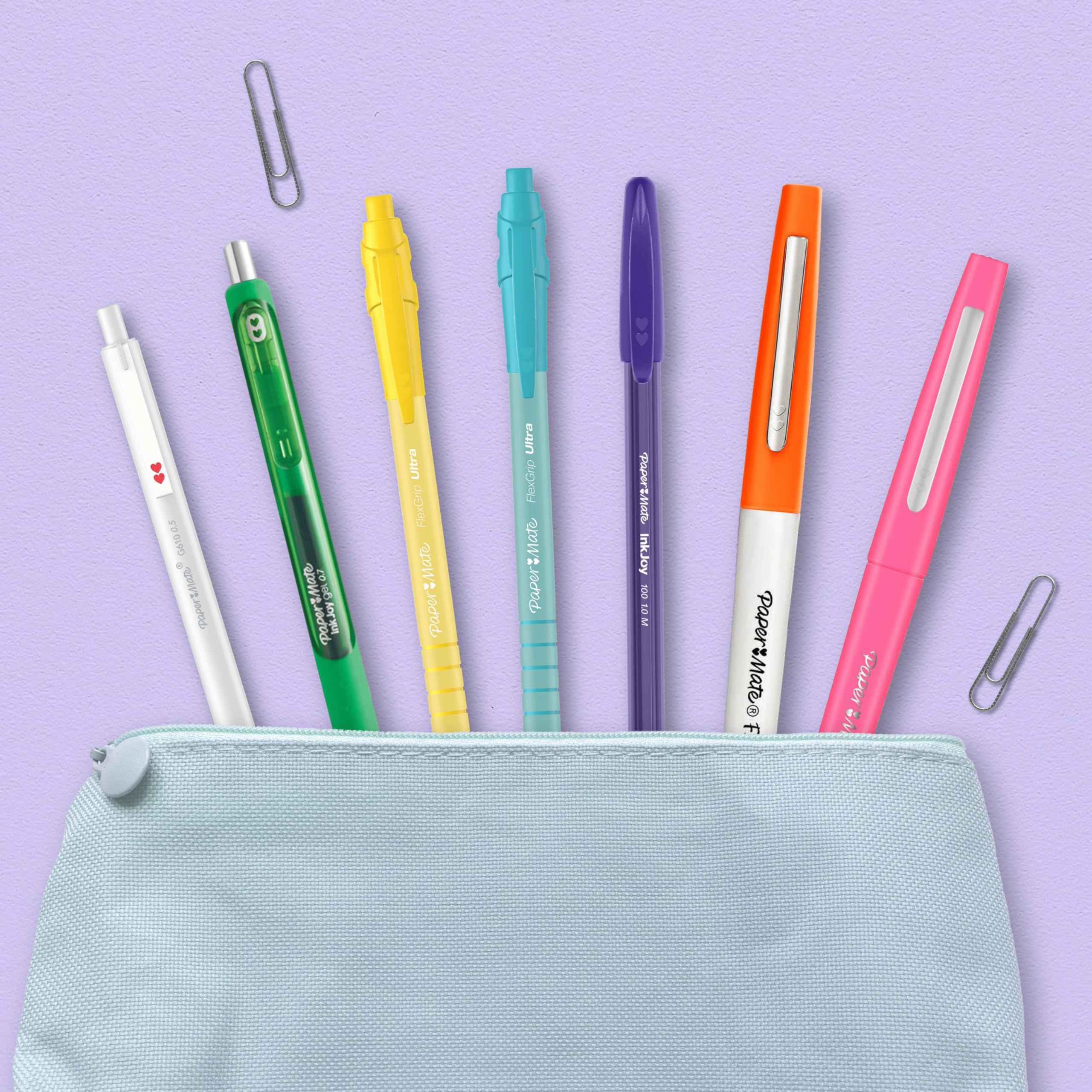 Lot de 5 Stylos Bille Rétractables Paper Mate Flexgrip Ultra - Pointe Moyenne 1,0 mm - Encre Noire - Couleurs Pastel – Image 6