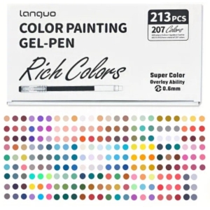 Lot de 213 stylos gel 207 couleurs pour dessin et coloriage - vue 4