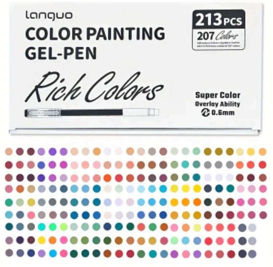 Lot de 213 stylos gel 207 couleurs pour dessin et coloriage - vue 4
