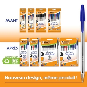 Lot de 20 stylos Bille BIC Cristal Original 1,0 mm Couleurs Assorties - vue 2