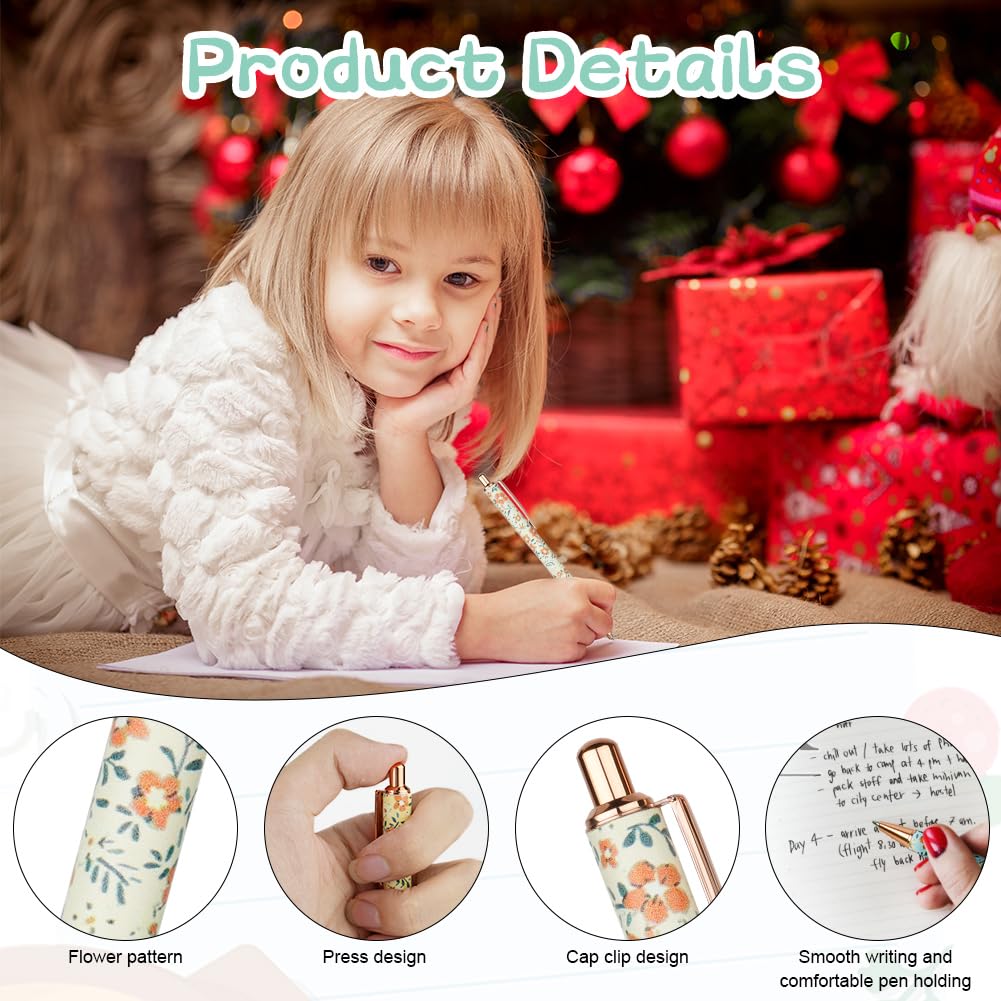 Lot de 3 Stylos à Bille Motif Floral AUAUY - Coffret Cadeau – Image 4