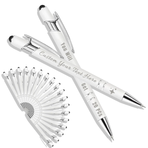 Stylo Bille Personnalisé Générique avec Gravure Laser et Stylet - Lot de 20 Blancs