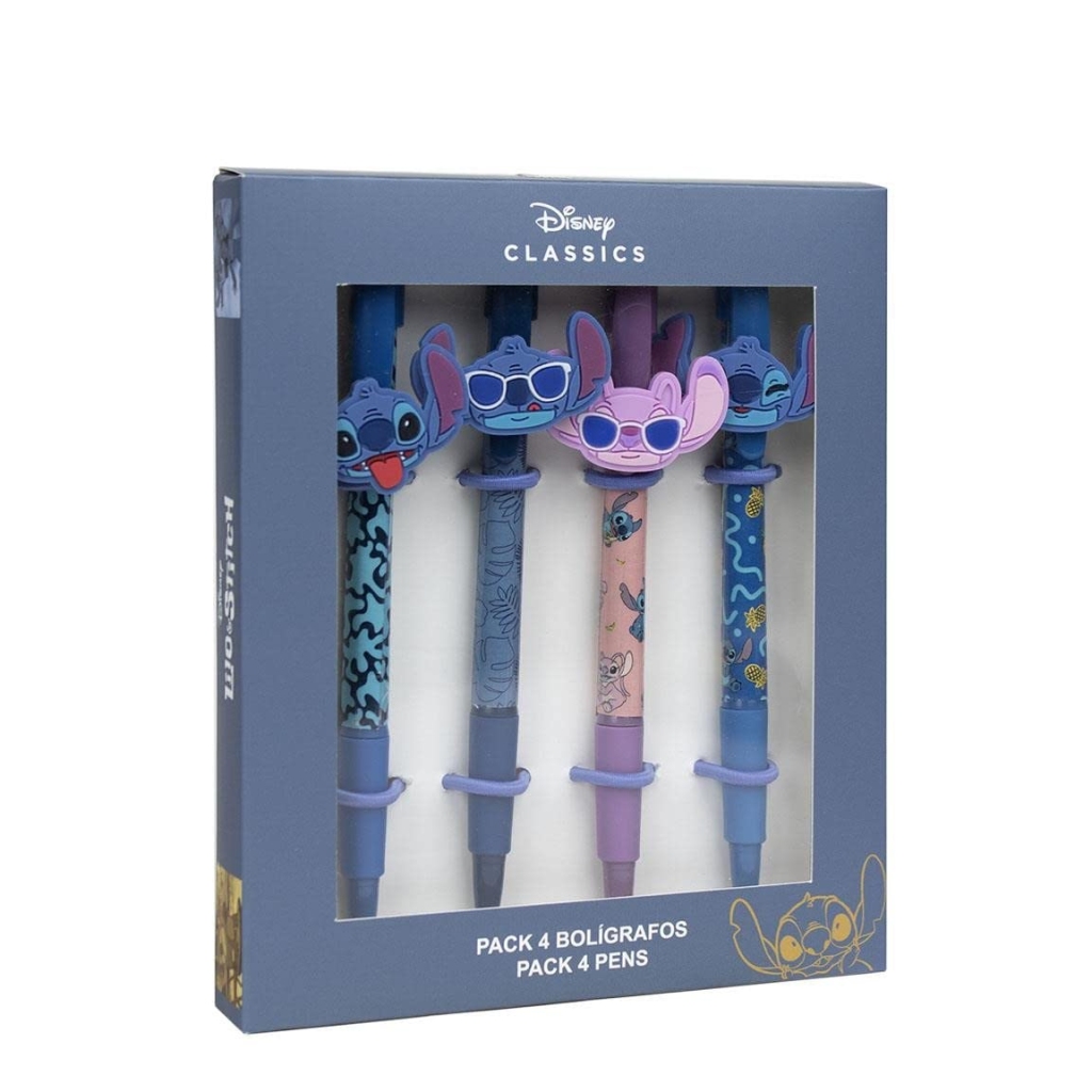 Lot de 4 Stylos Bille Stitch Cerdá Life's Little Moments - Cadeau Papeterie Original