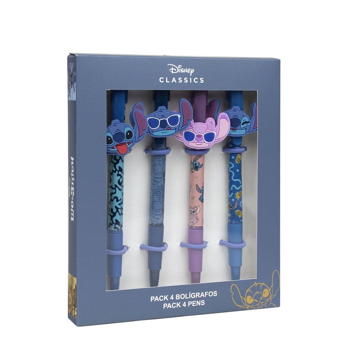 Lot de 4 Stylos Bille Stitch Cerdá Life's Little Moments - Cadeau Papeterie Original