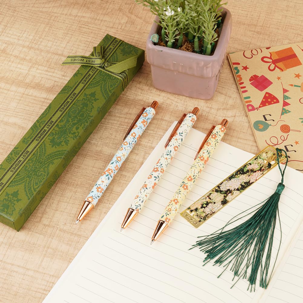 Lot de 3 Stylos à Bille Motif Floral AUAUY - Coffret Cadeau – Image 3