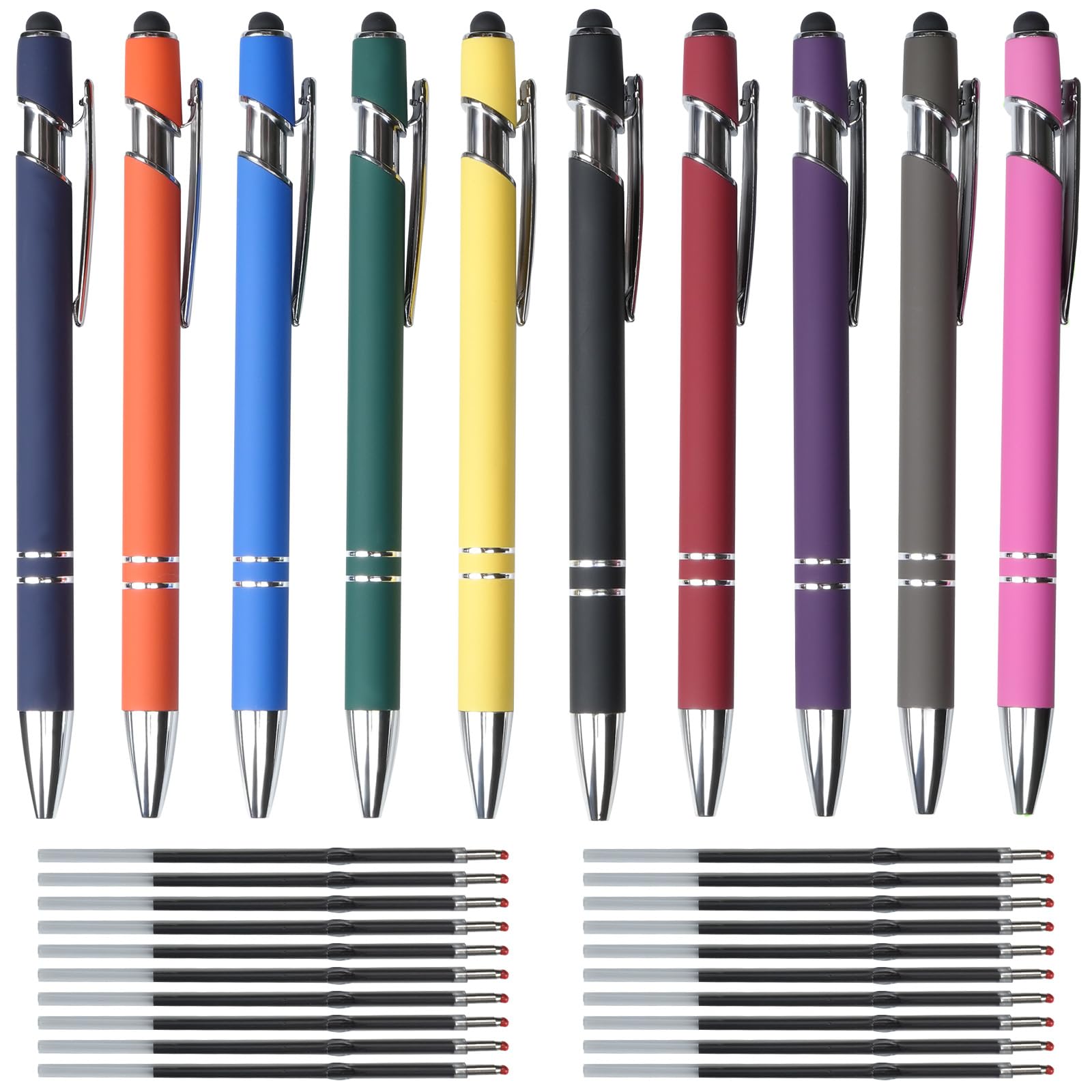 Set de Stylos Bille Rétractables Hengxinchen - 10 Stylos + 20 Recharges