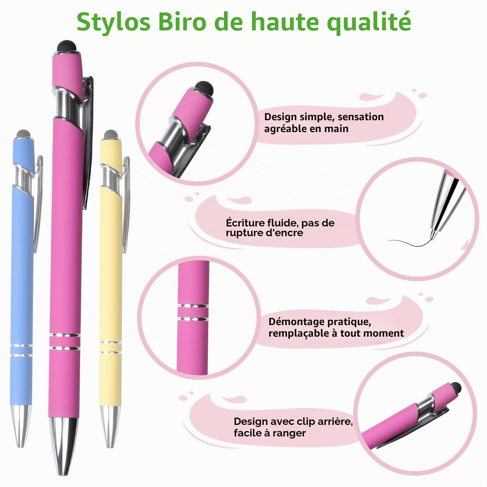 Set de Stylos Bille Rétractables Hengxinchen - 10 Stylos + 20 Recharges – Image 3