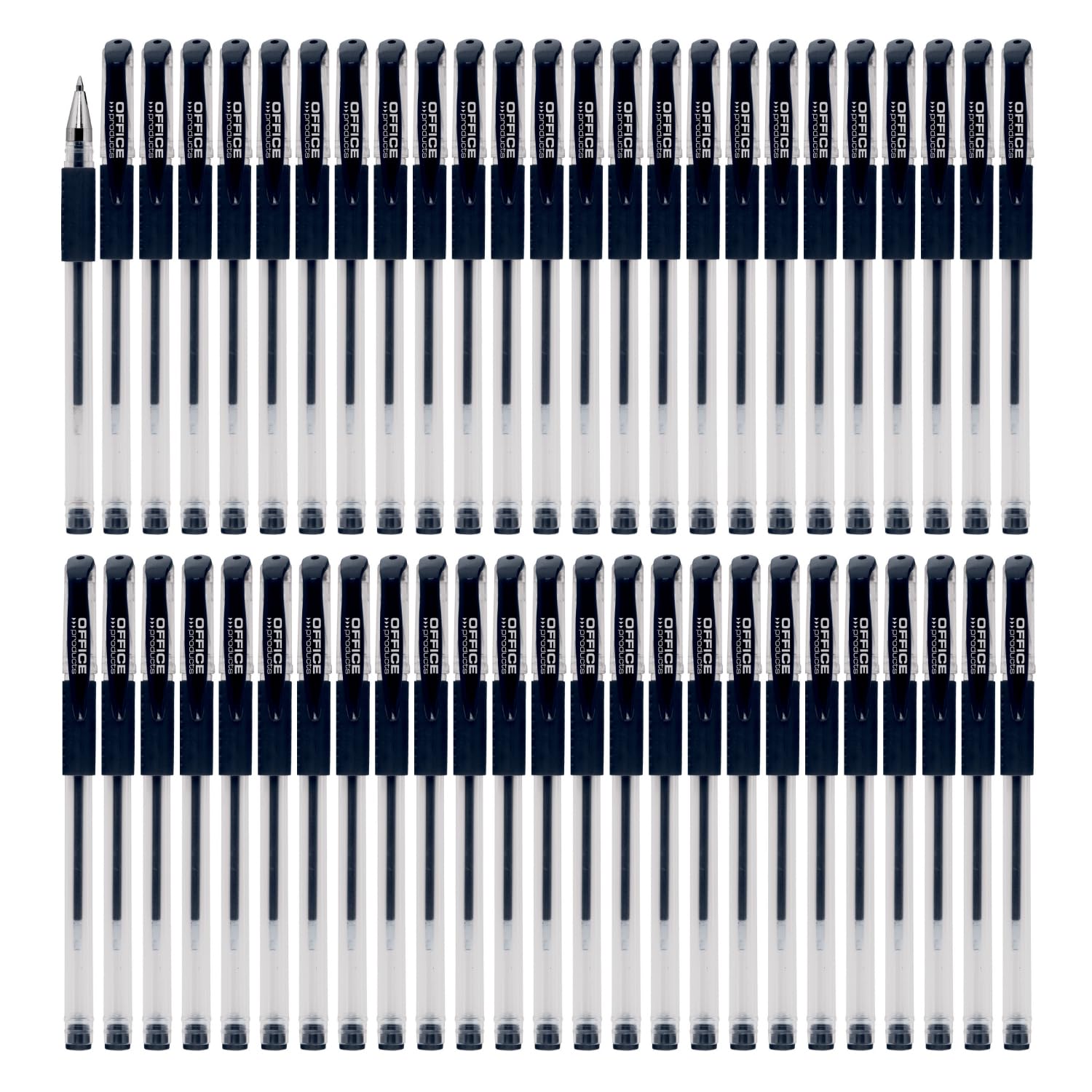 Lot de 50 Stylos Bille Gel Noir Officer Products - Poignée Caoutchouc