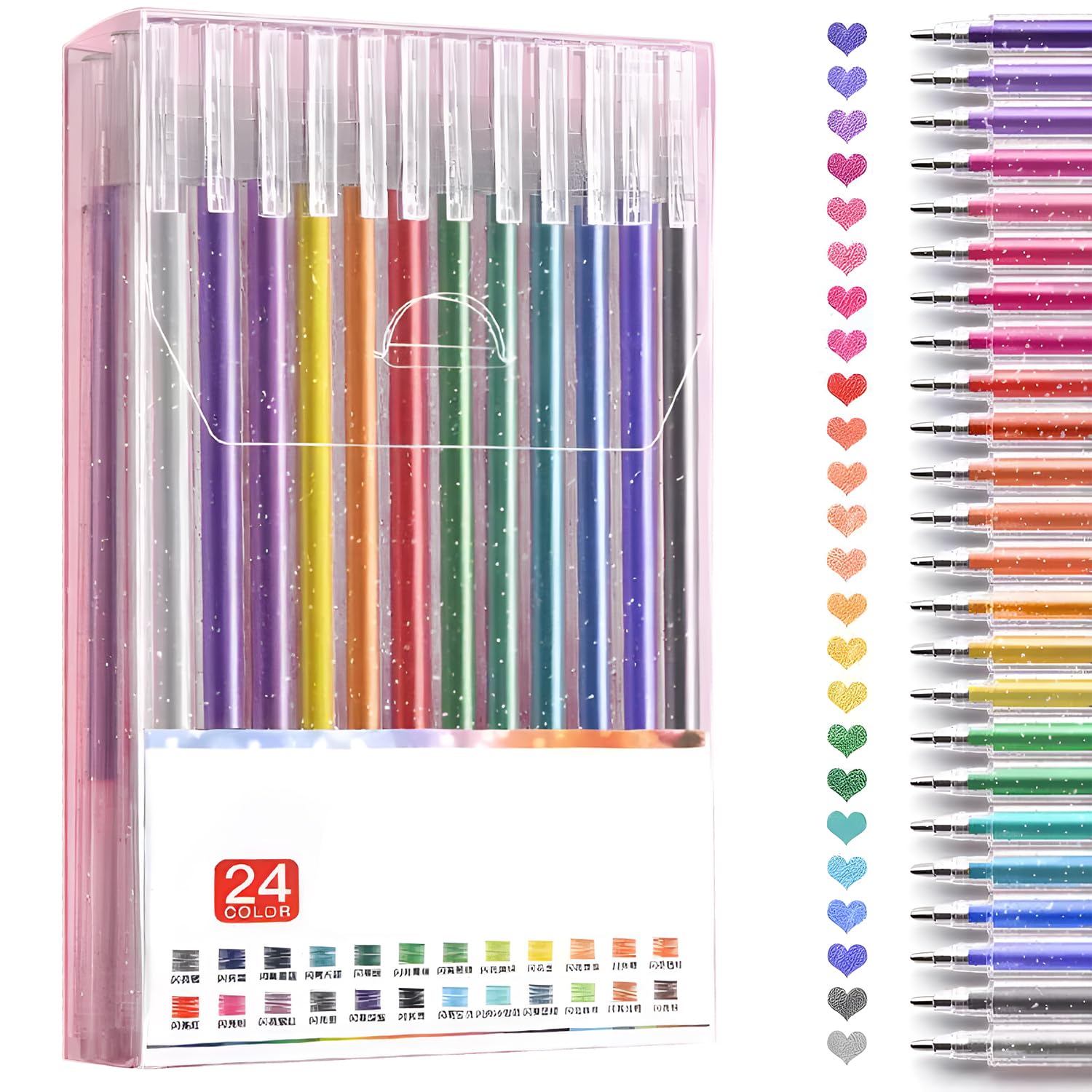 Set de 24 Stylos Gel Pailletés OWill - 12 Couleurs 1mm pour Coloriage et Dessins Créatifs