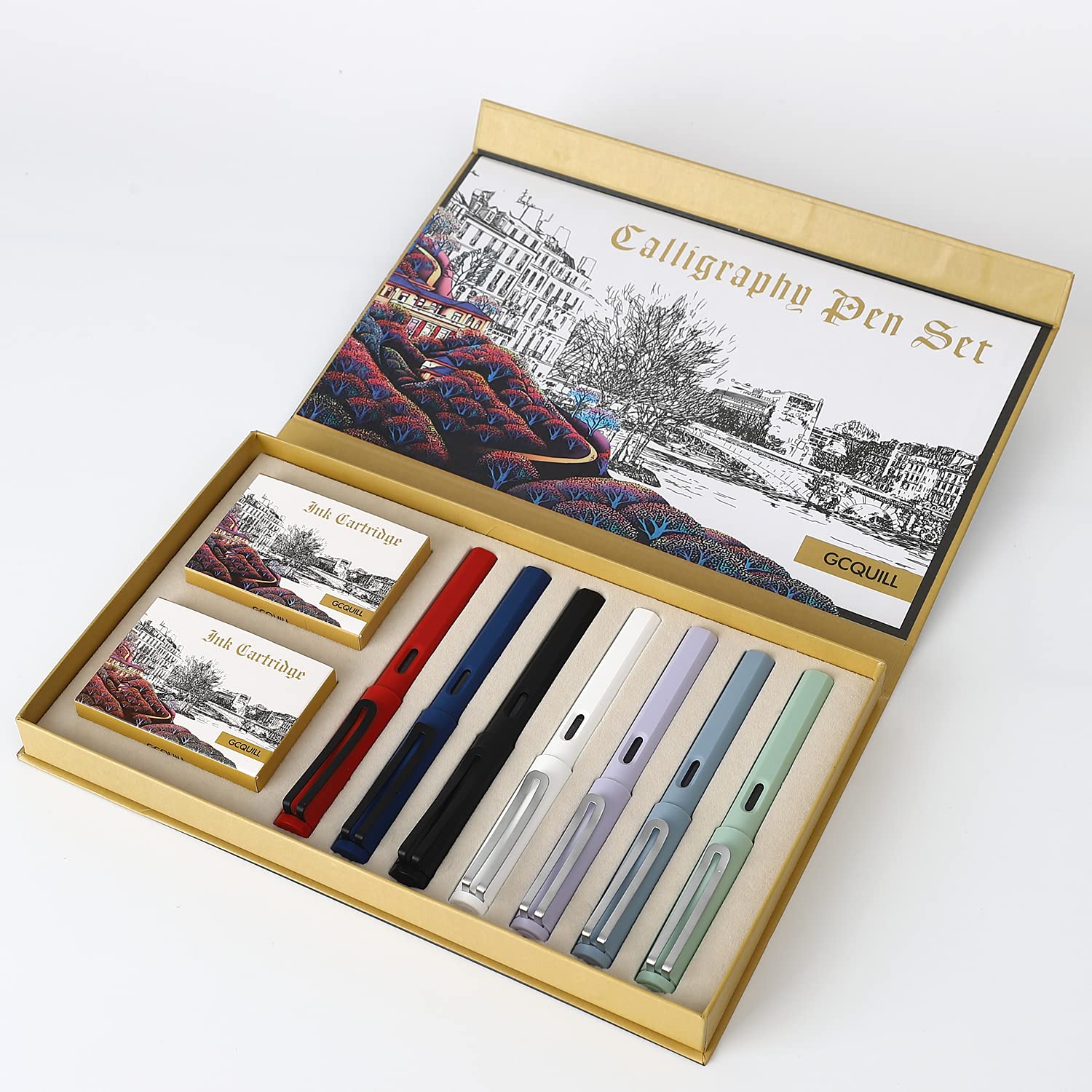 Lot de 7 Stylos Plume Calligraphie GC QUILL avec Pointes et Cartouches – Image 6