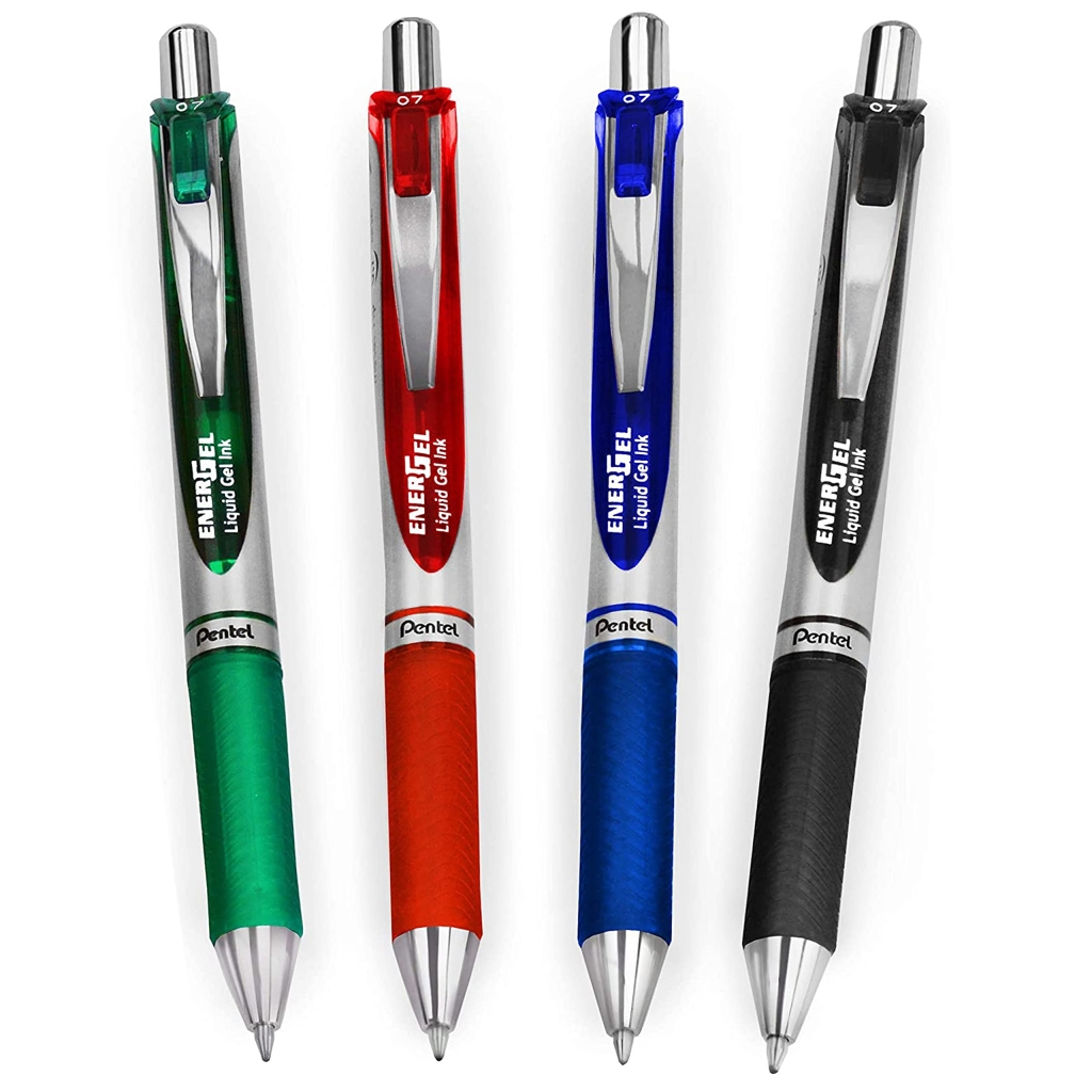 Lot de 4 Stylos Roller Gel Pentel EnerGel XM BL77 0,7 mm - Tons Primaires