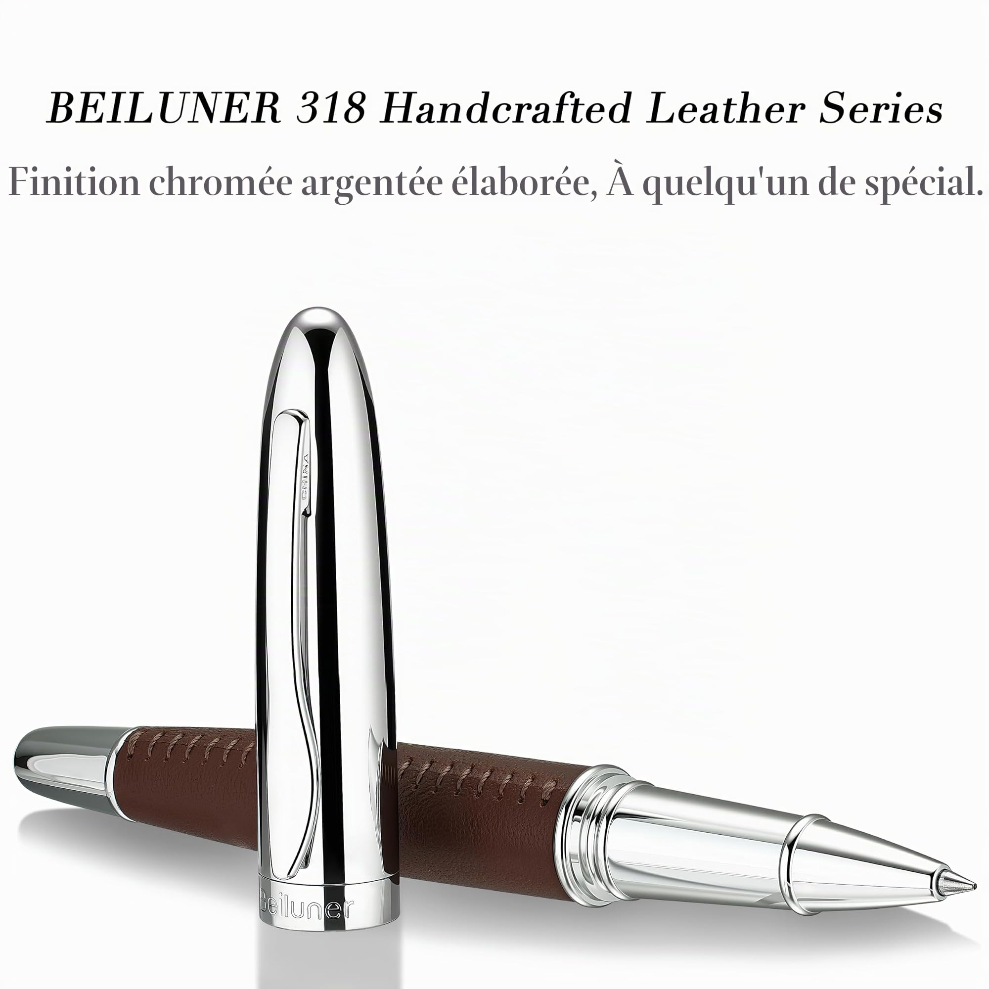 Stylo Roller Cuir de Luxe BEILUNER 318 - Fait Main – Image 2
