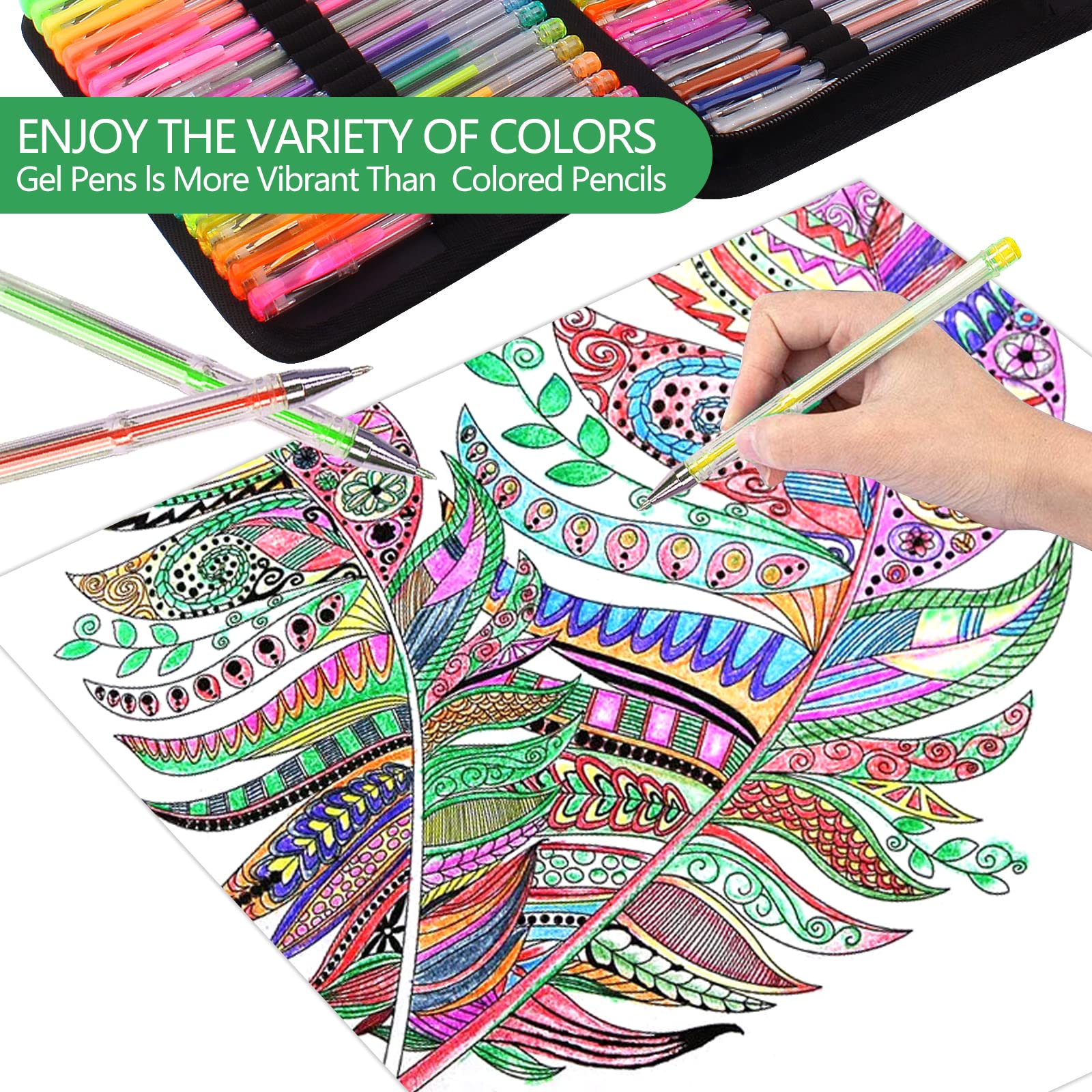 Lot de 120 Stylos Gel Pailletés Melifluo - 60 Couleurs + 60 Recharges – Image 2