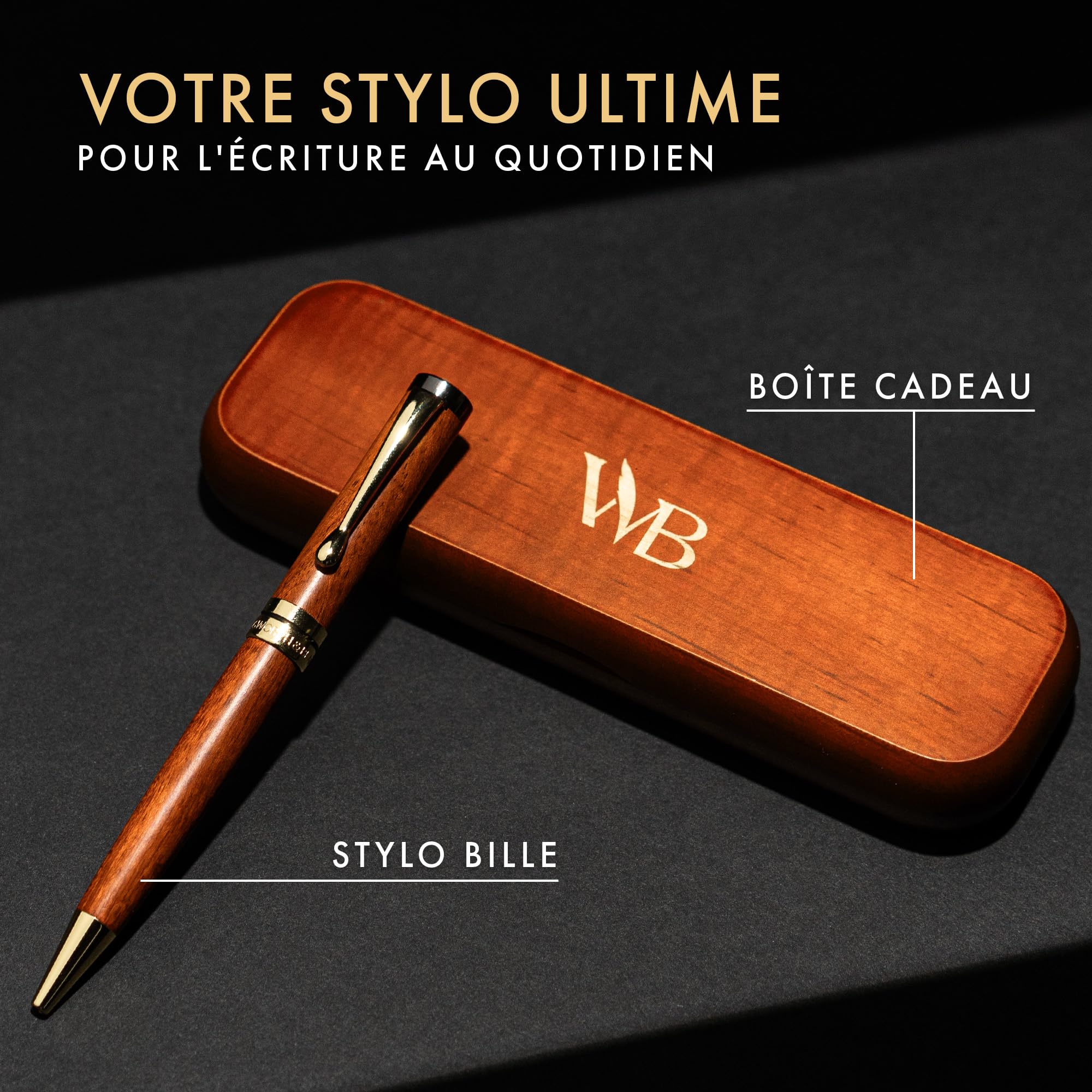 Stylo Bille Bambou Bois de Rose Wordsworth and Black - Coffret Cadeau – Image 3