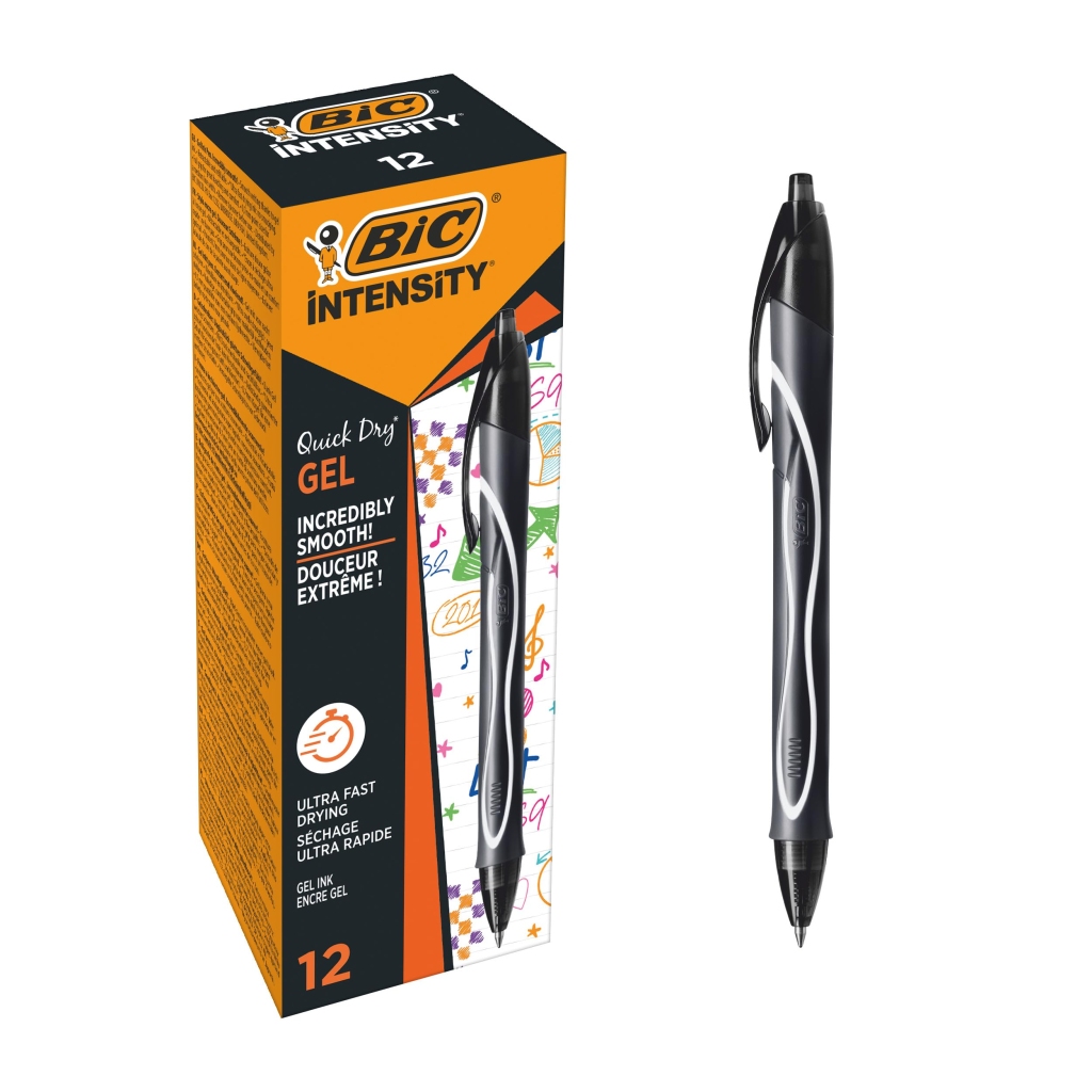 Stylo Gel BIC Gel-ocity Quick Dry Noir - Pointe 0,7 mm - Boîte de 12