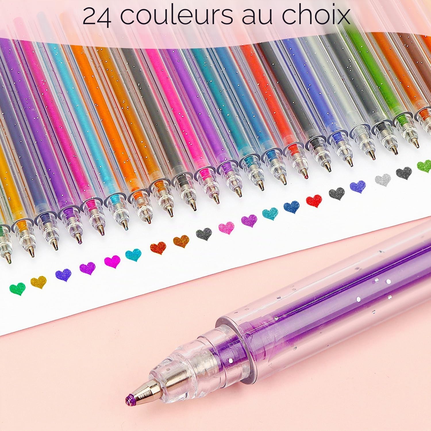 Set de 24 Stylos Gel Pailletés OWill - 12 Couleurs 1mm pour Coloriage et Dessins Créatifs – Image 3