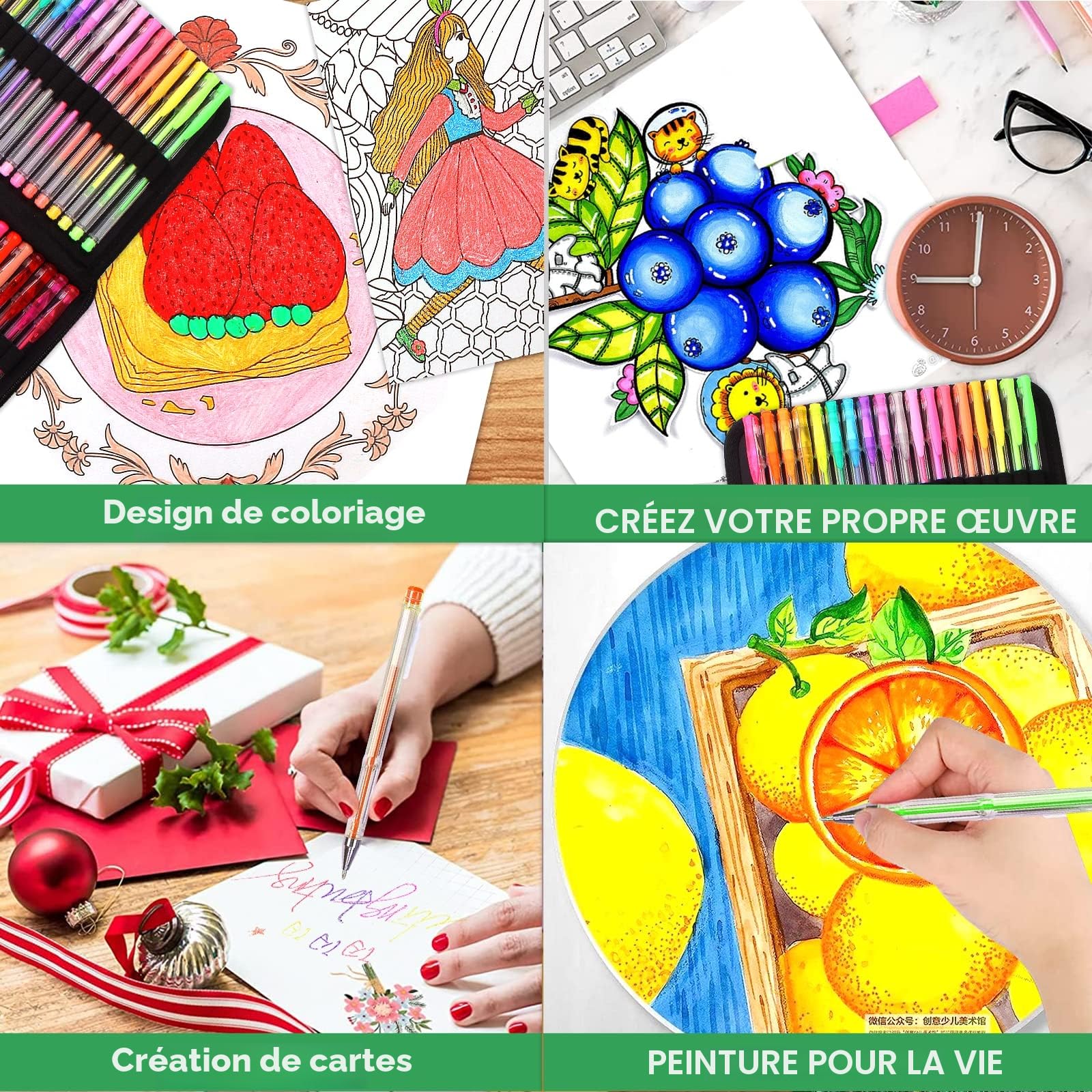 Lot de 120 Stylos Gel Pailletés Melifluo - 60 Couleurs + 60 Recharges – Image 4