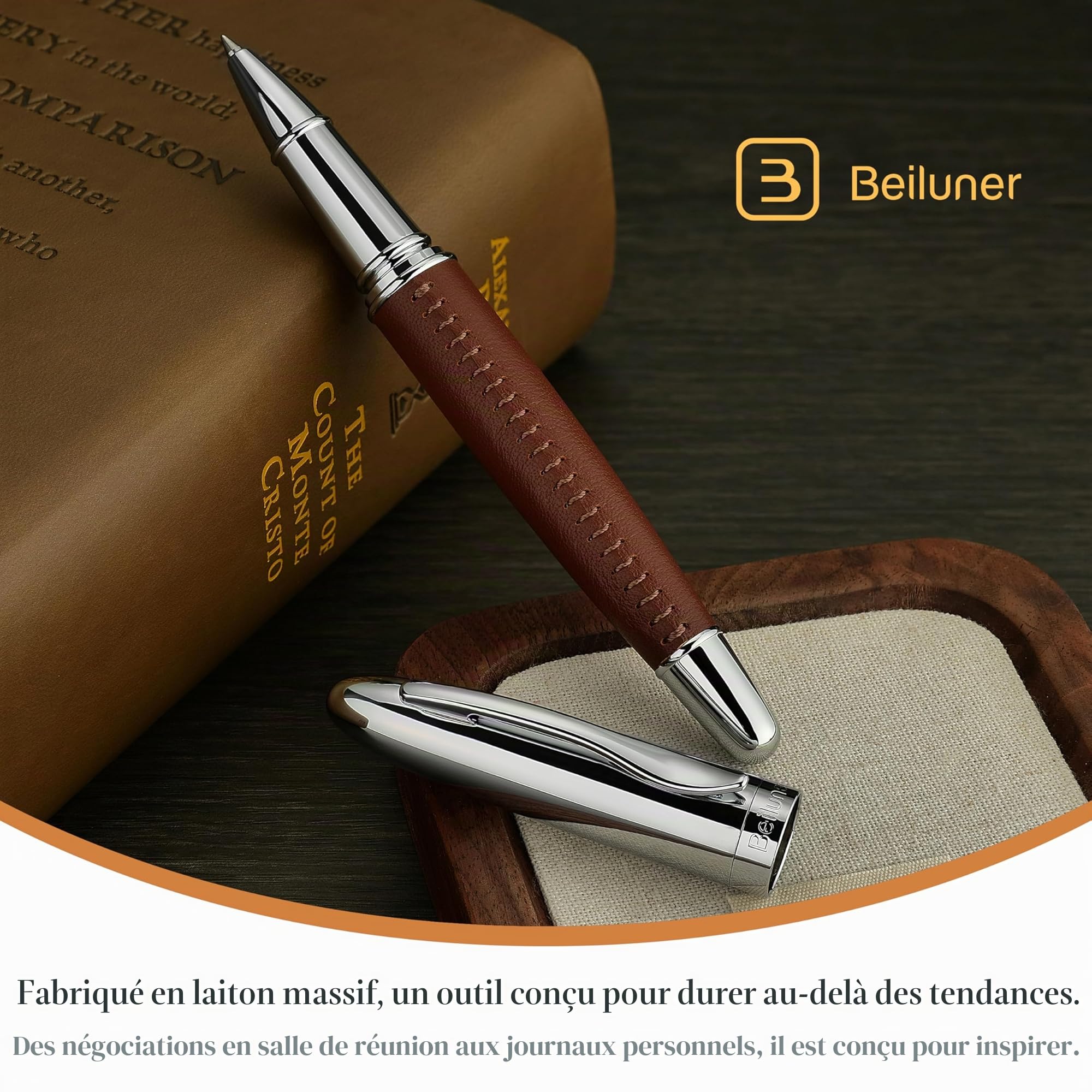 Stylo Roller Cuir de Luxe BEILUNER 318 - Fait Main – Image 6
