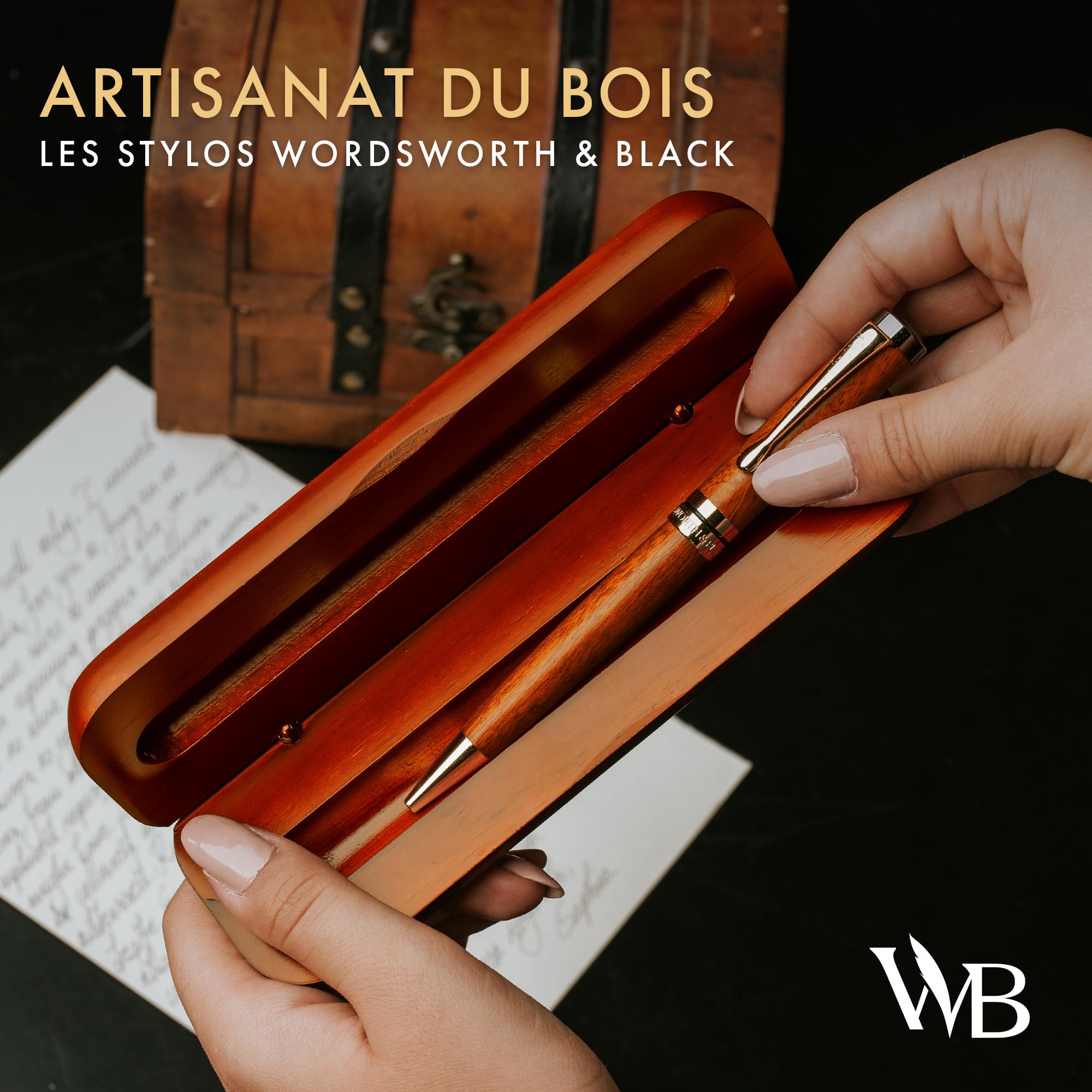 Stylo Bille Bambou Bois de Rose Wordsworth and Black - Coffret Cadeau – Image 2