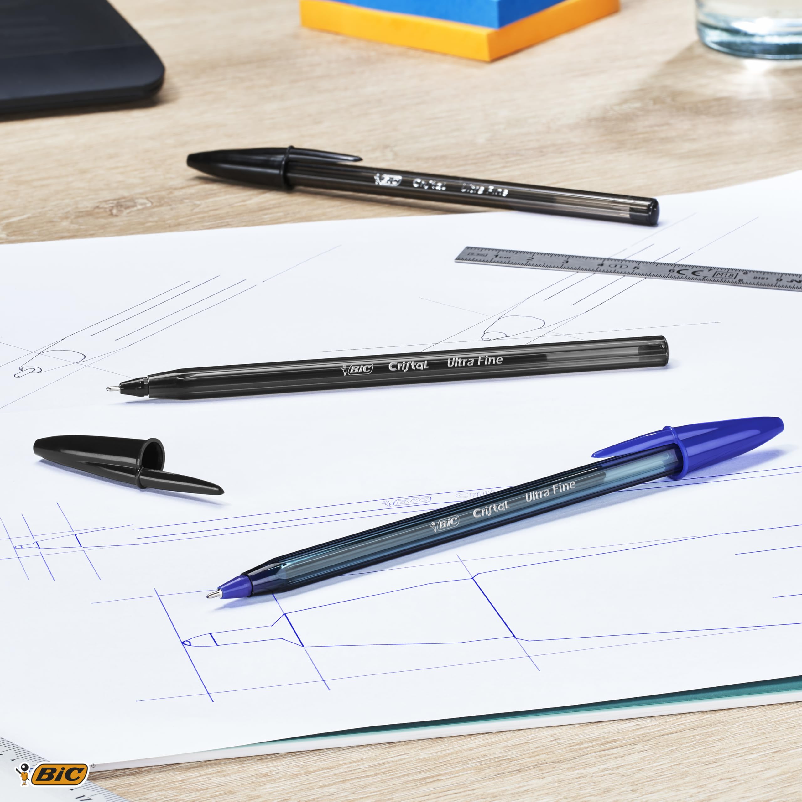 Stylo Bille Cristal Exact Bic Pointe Aiguille 0,7 mm - Bleu, Boîte de 20 – Image 7