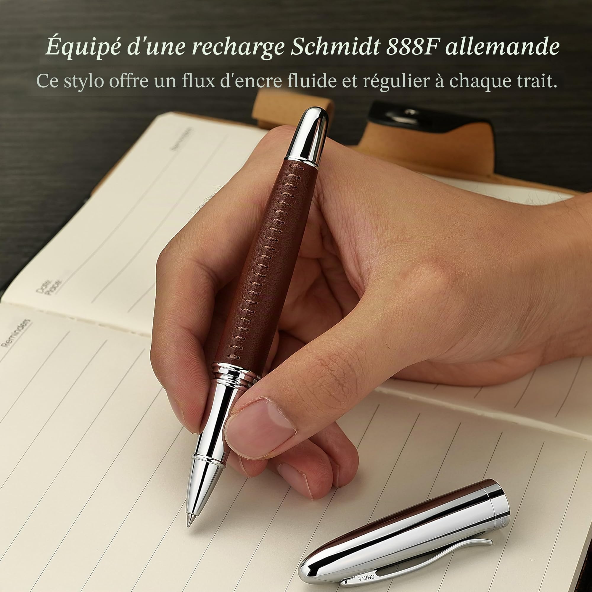Stylo Roller Cuir de Luxe BEILUNER 318 - Fait Main – Image 4